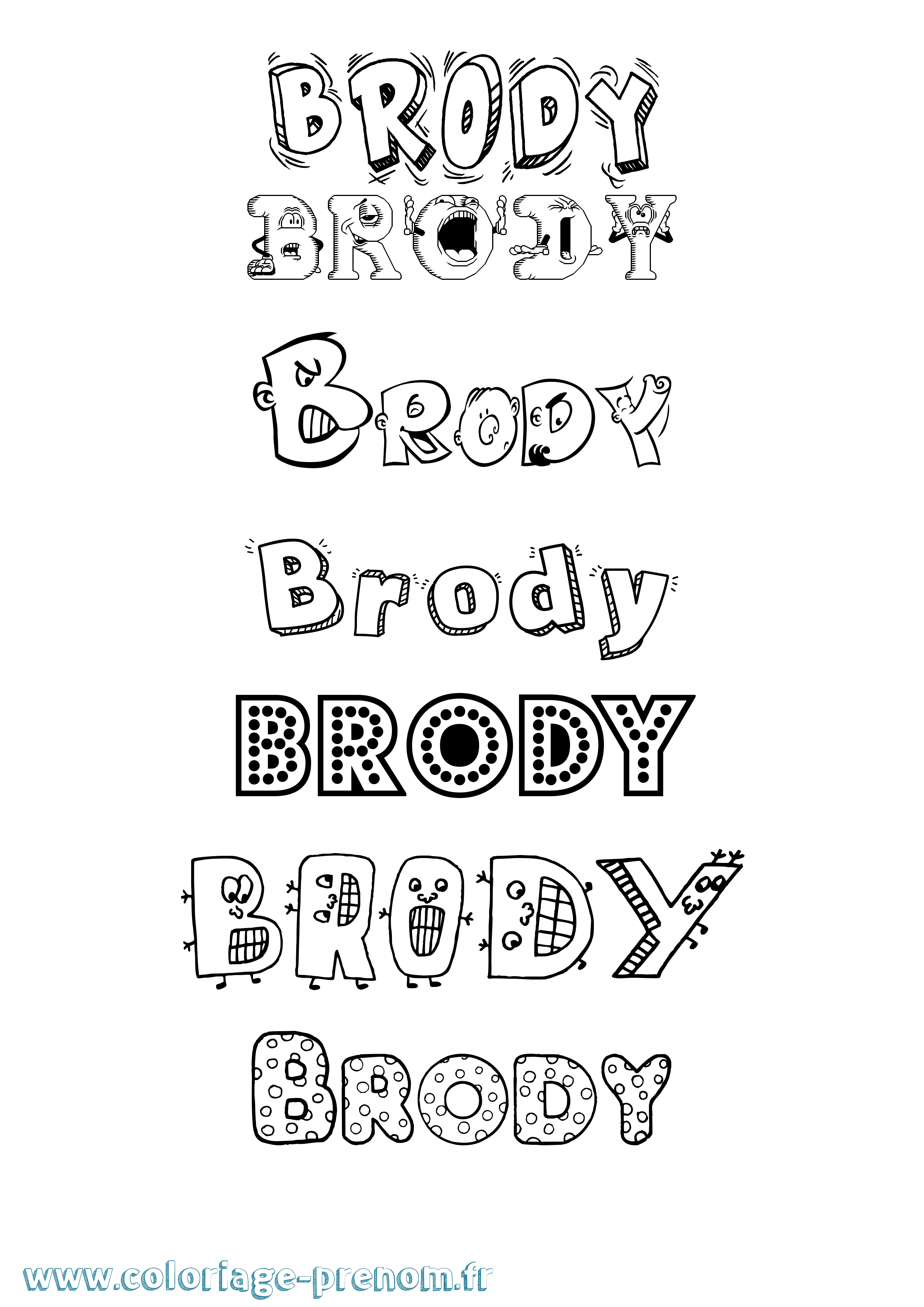 Coloriage Brody Fun Coloriage prénom Brody Fun