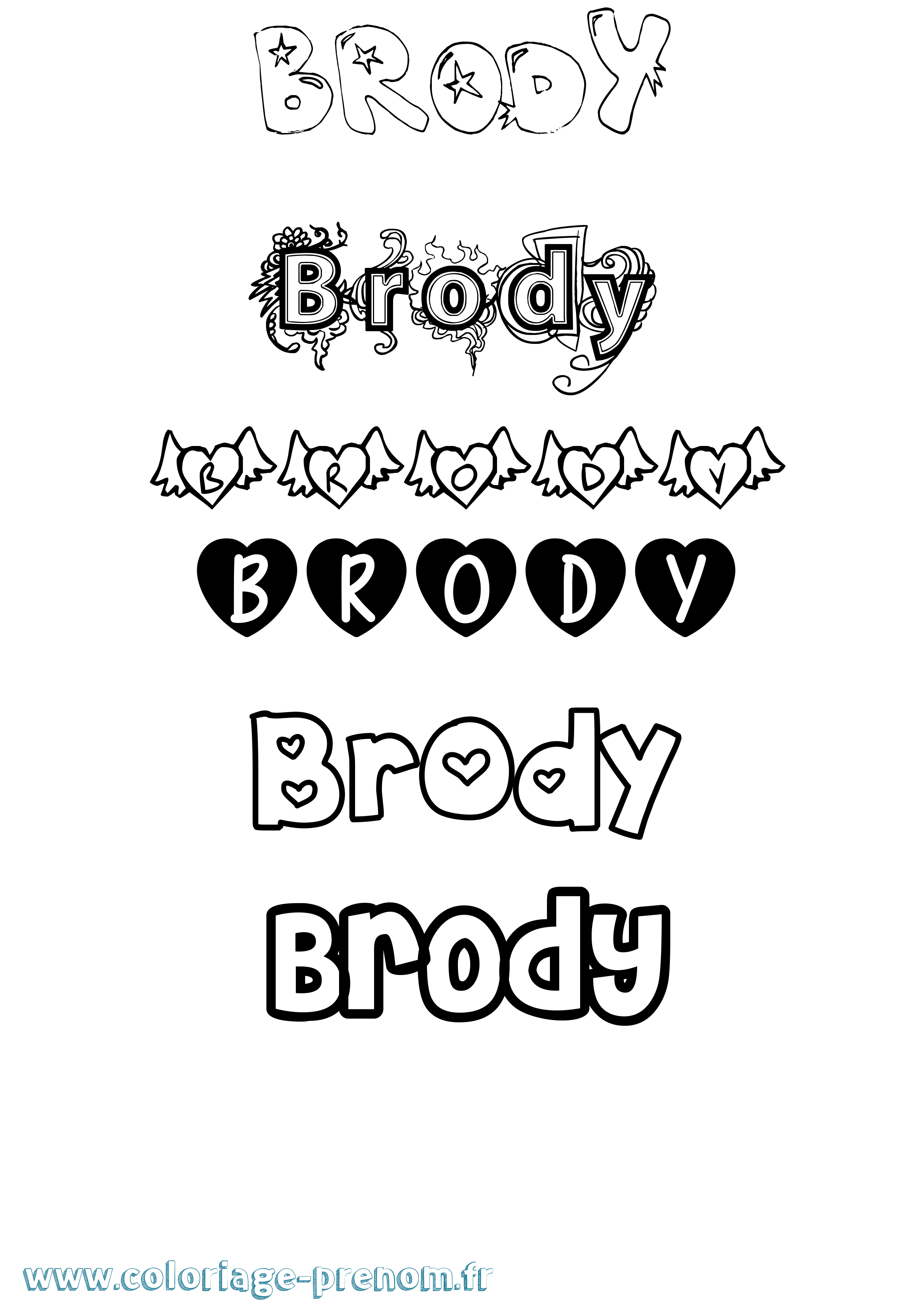 Coloriage Brody Girly Coloriage prénom Brody Girly