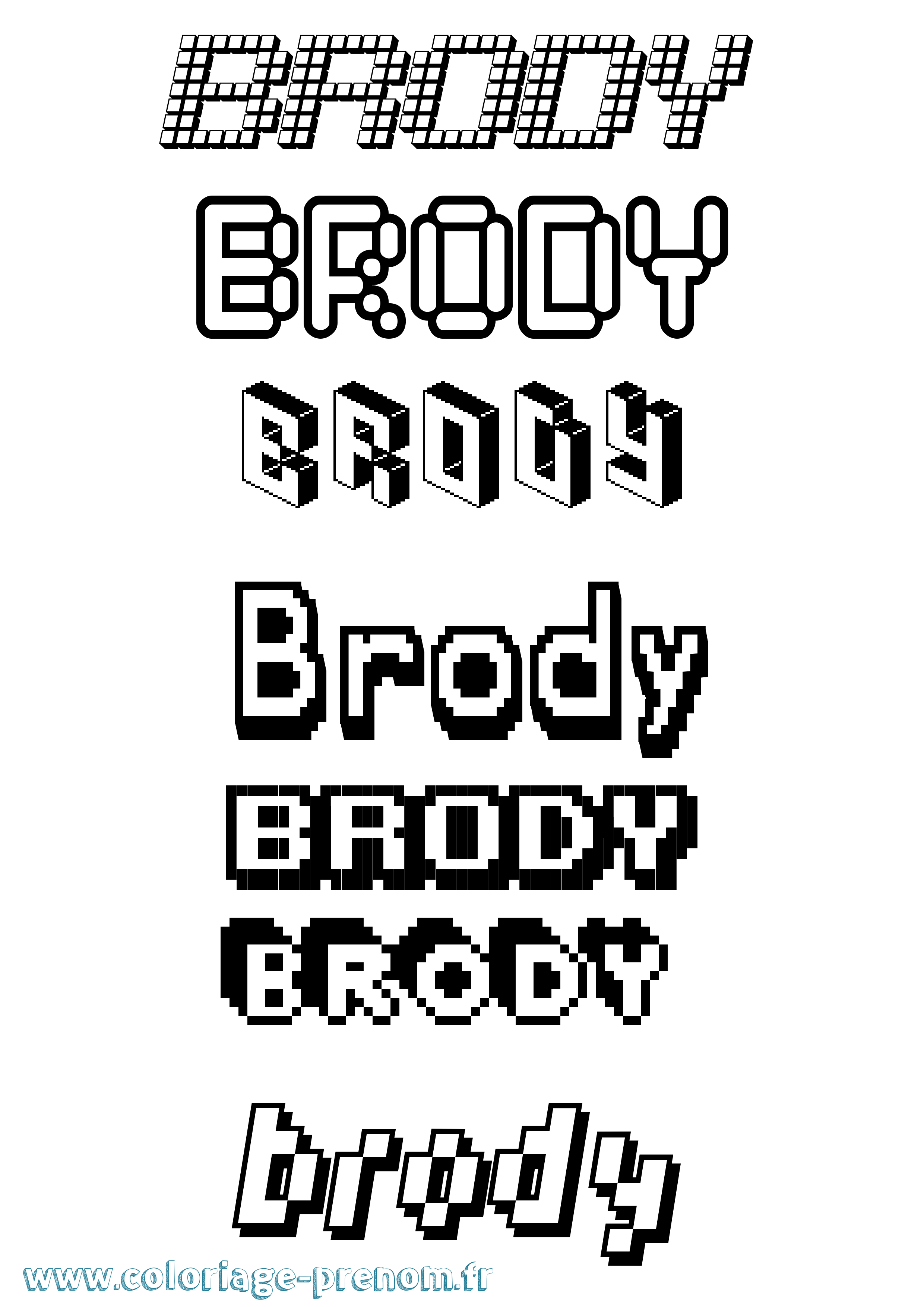 Coloriage Brody Pixel Coloriage prénom Brody Pixel