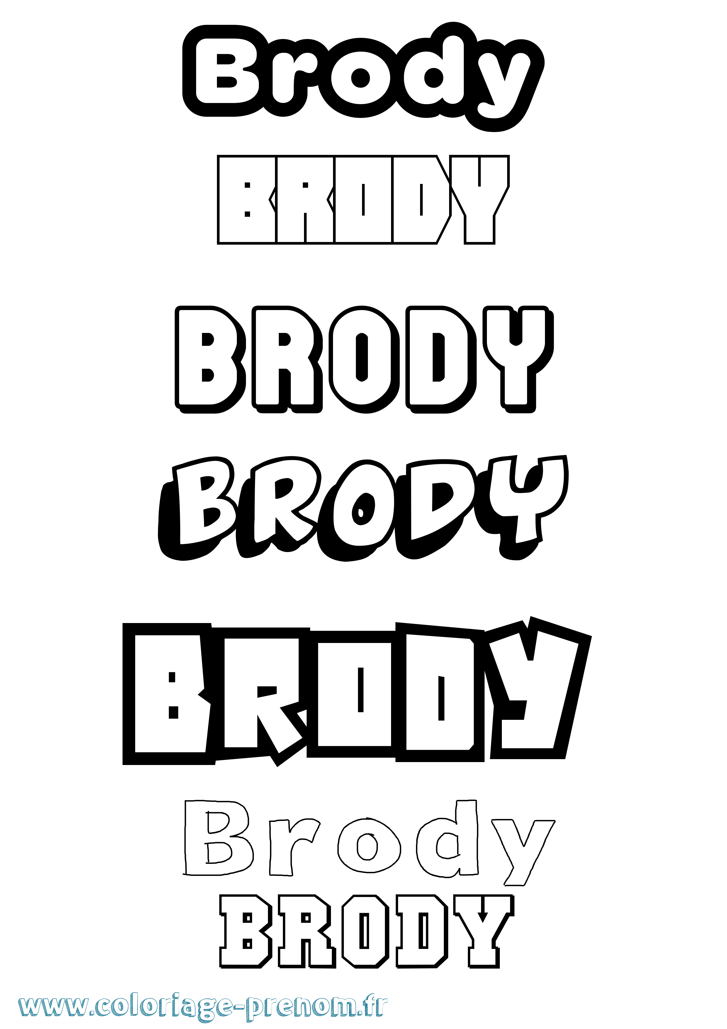 Coloriage Brody Simple Coloriage prénom Brody Simple