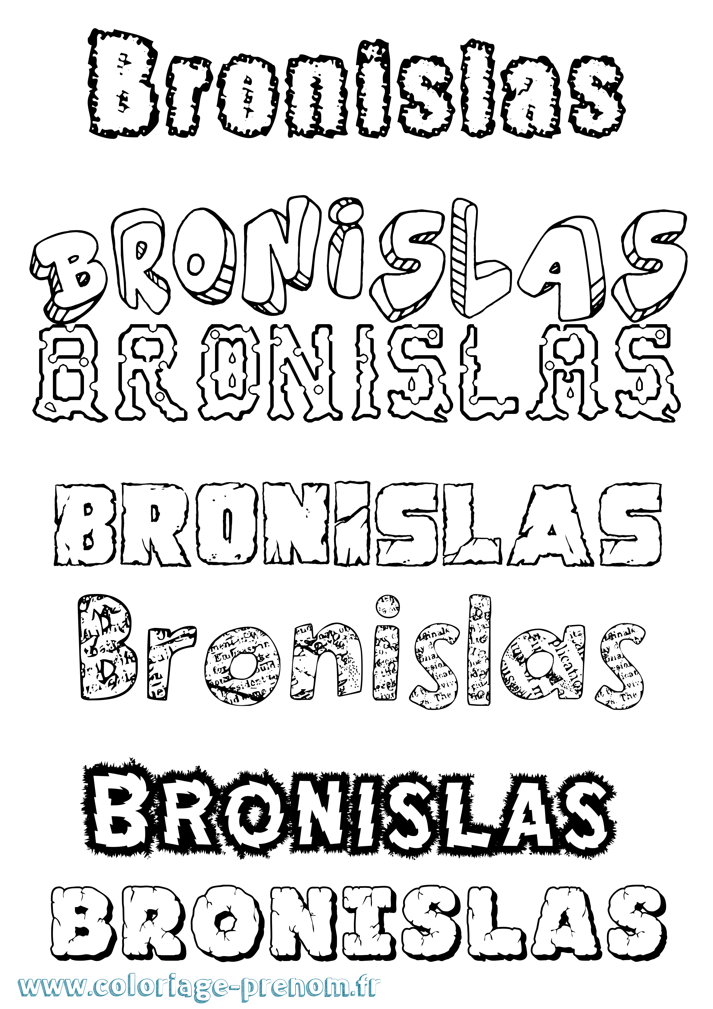 Coloriage prénom Bronislas Destructuré