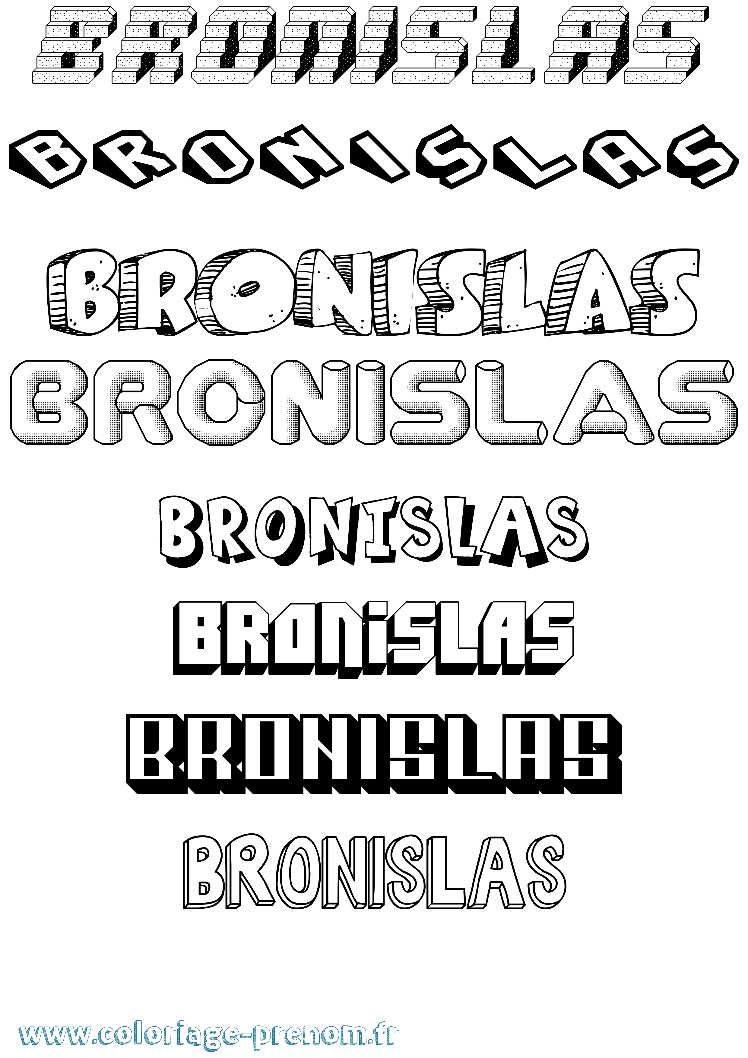 Coloriage prénom Bronislas Effet 3D