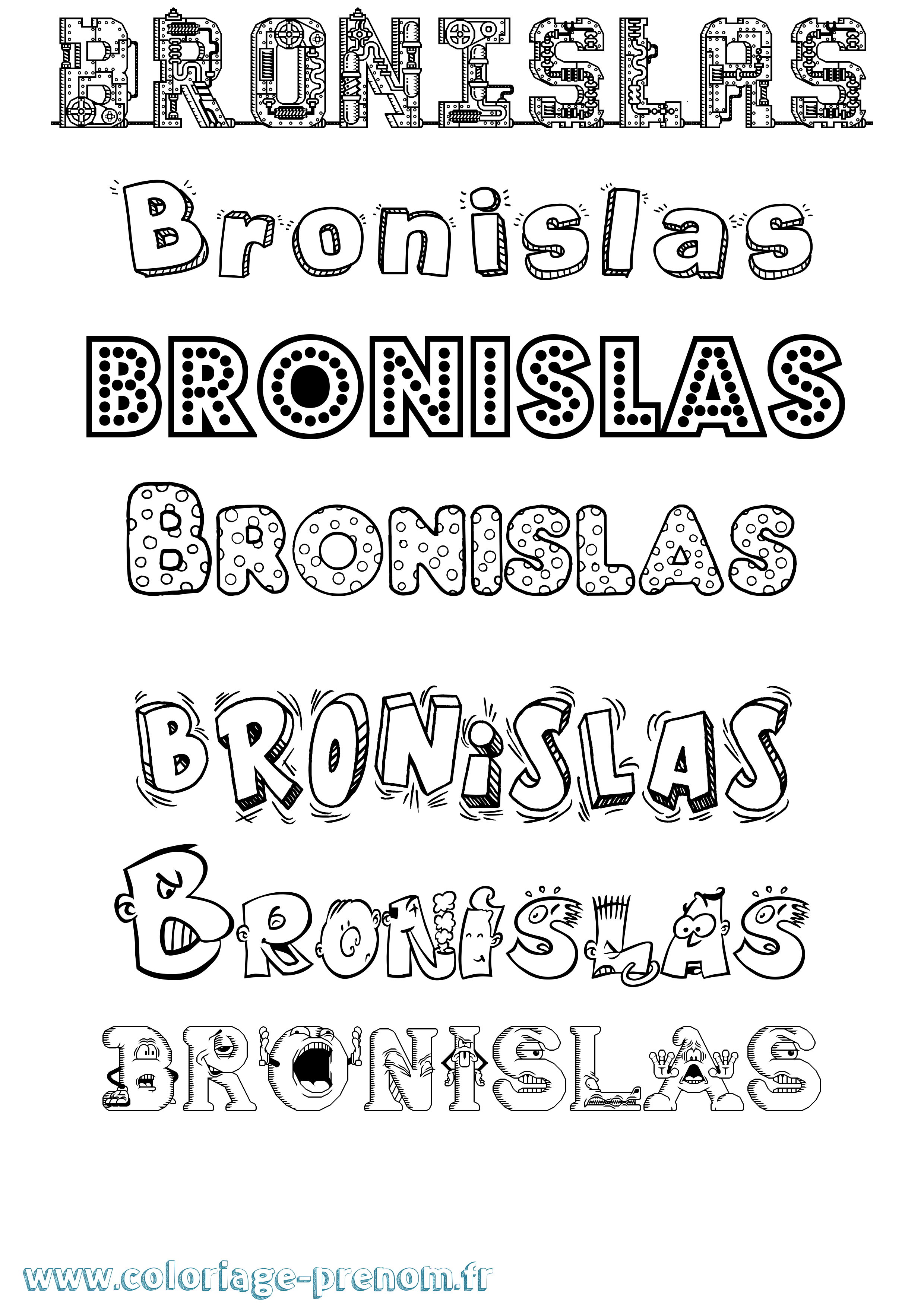 Coloriage prénom Bronislas Fun