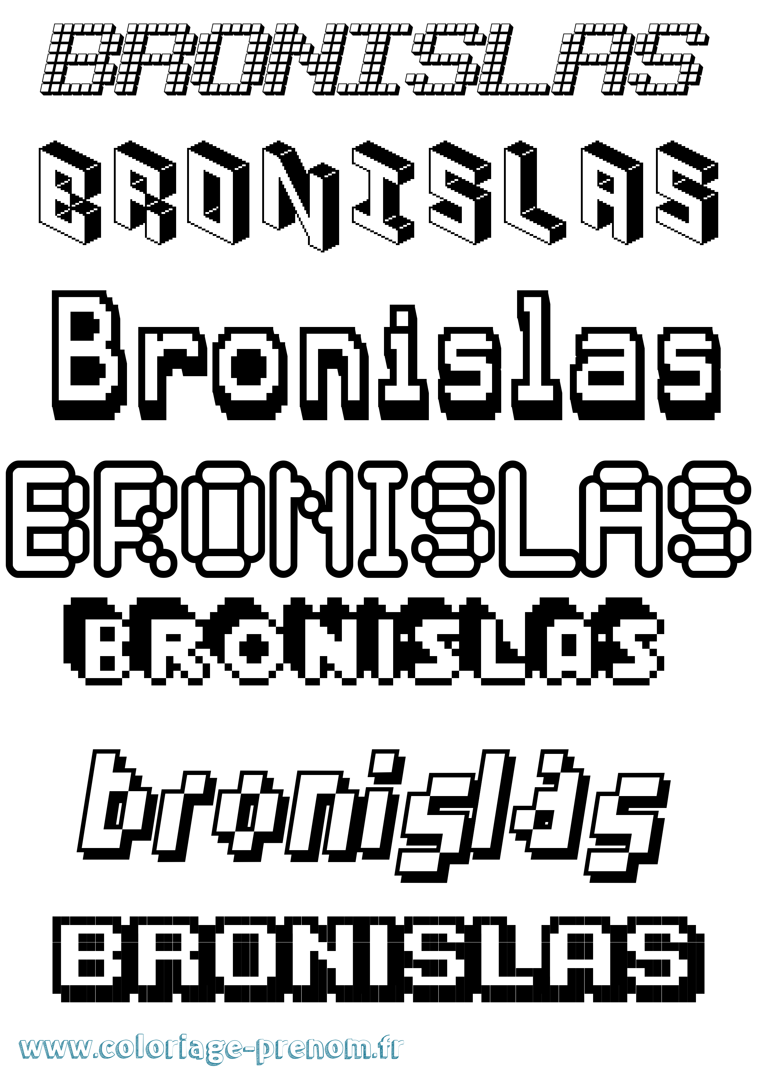 Coloriage prénom Bronislas Pixel