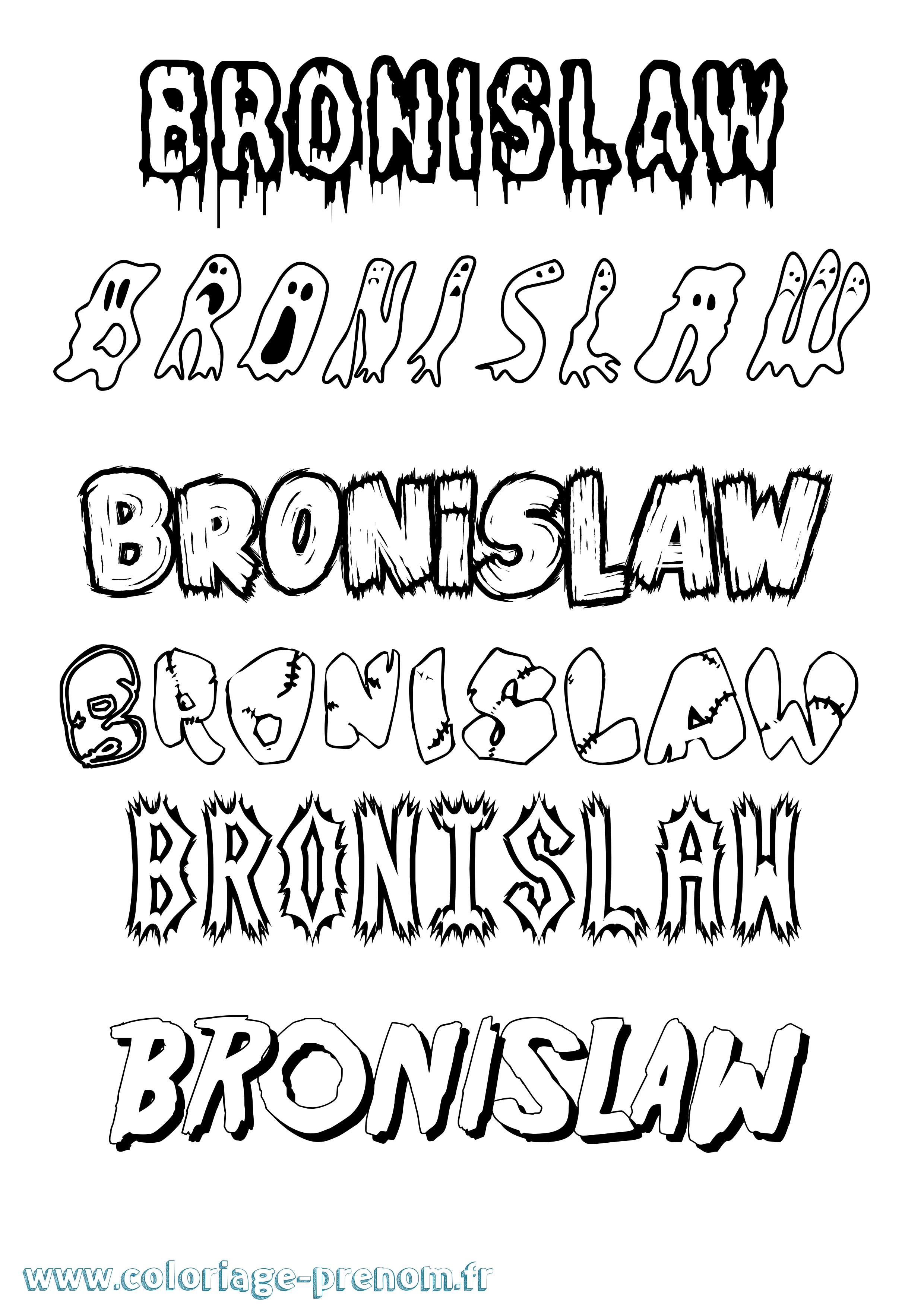 Coloriage prénom Bronislaw Frisson