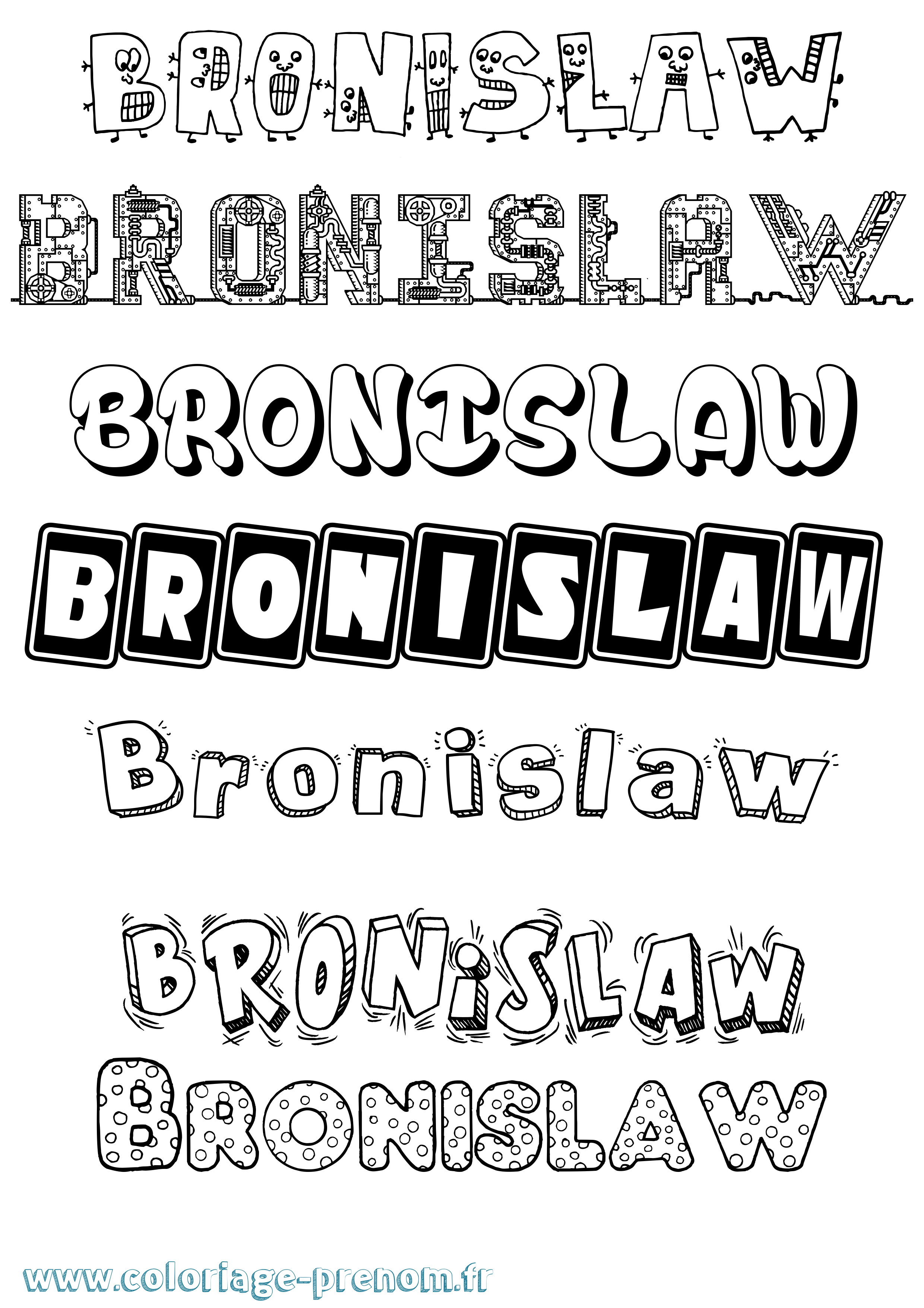 Coloriage prénom Bronislaw Fun