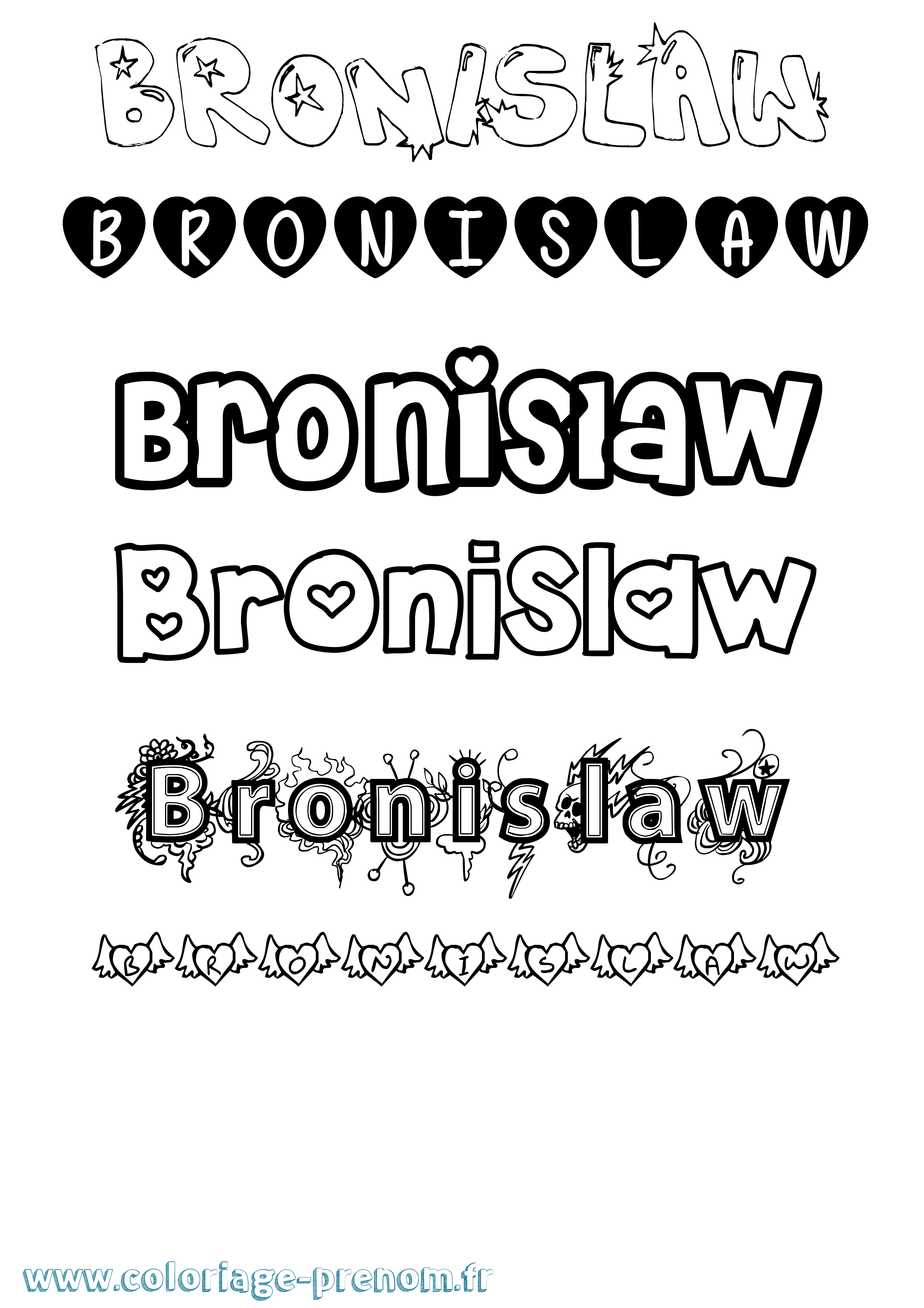 Coloriage Bronislaw Girly Coloriage prénom Bronislaw Girly