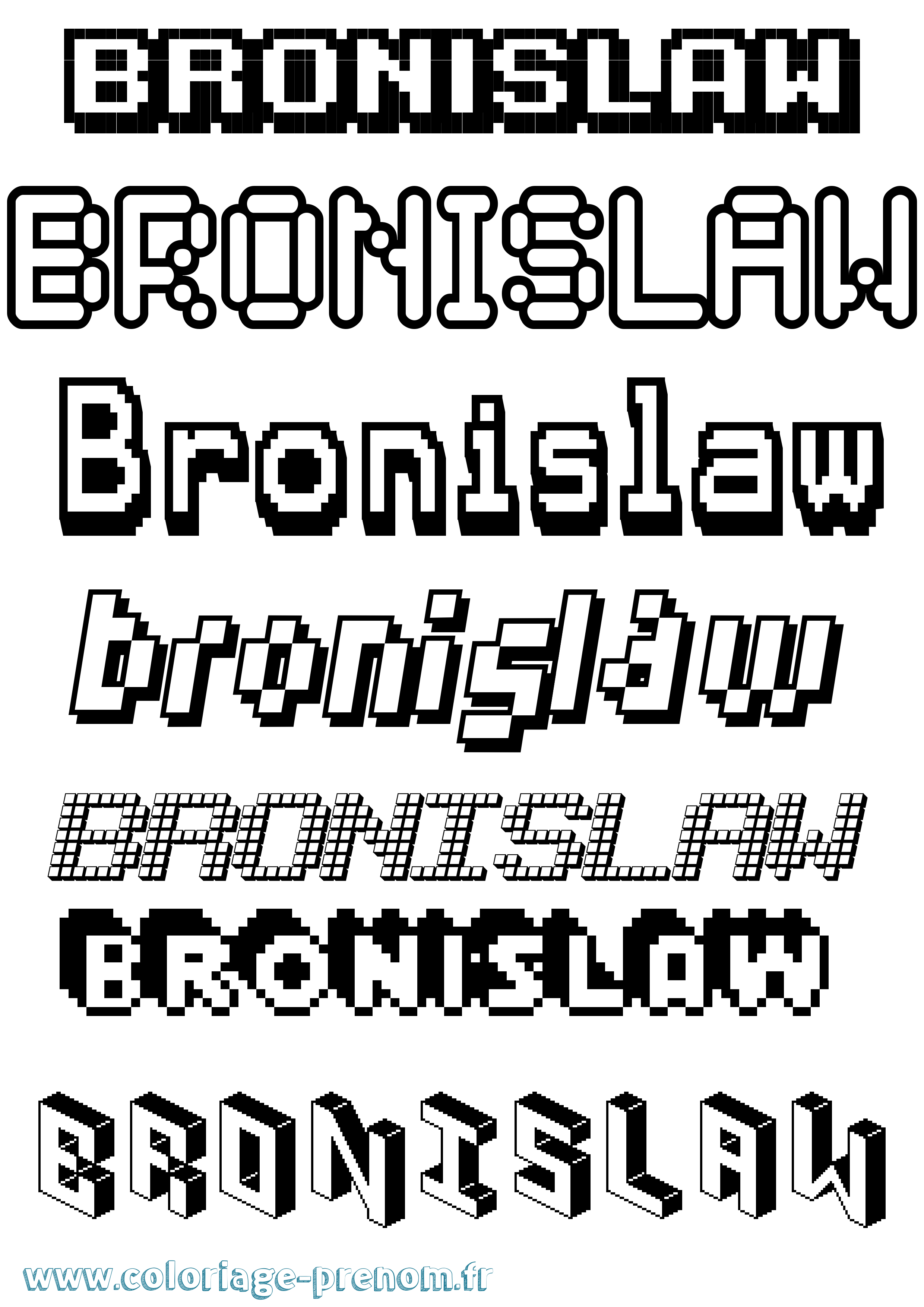 Coloriage prénom Bronislaw Pixel