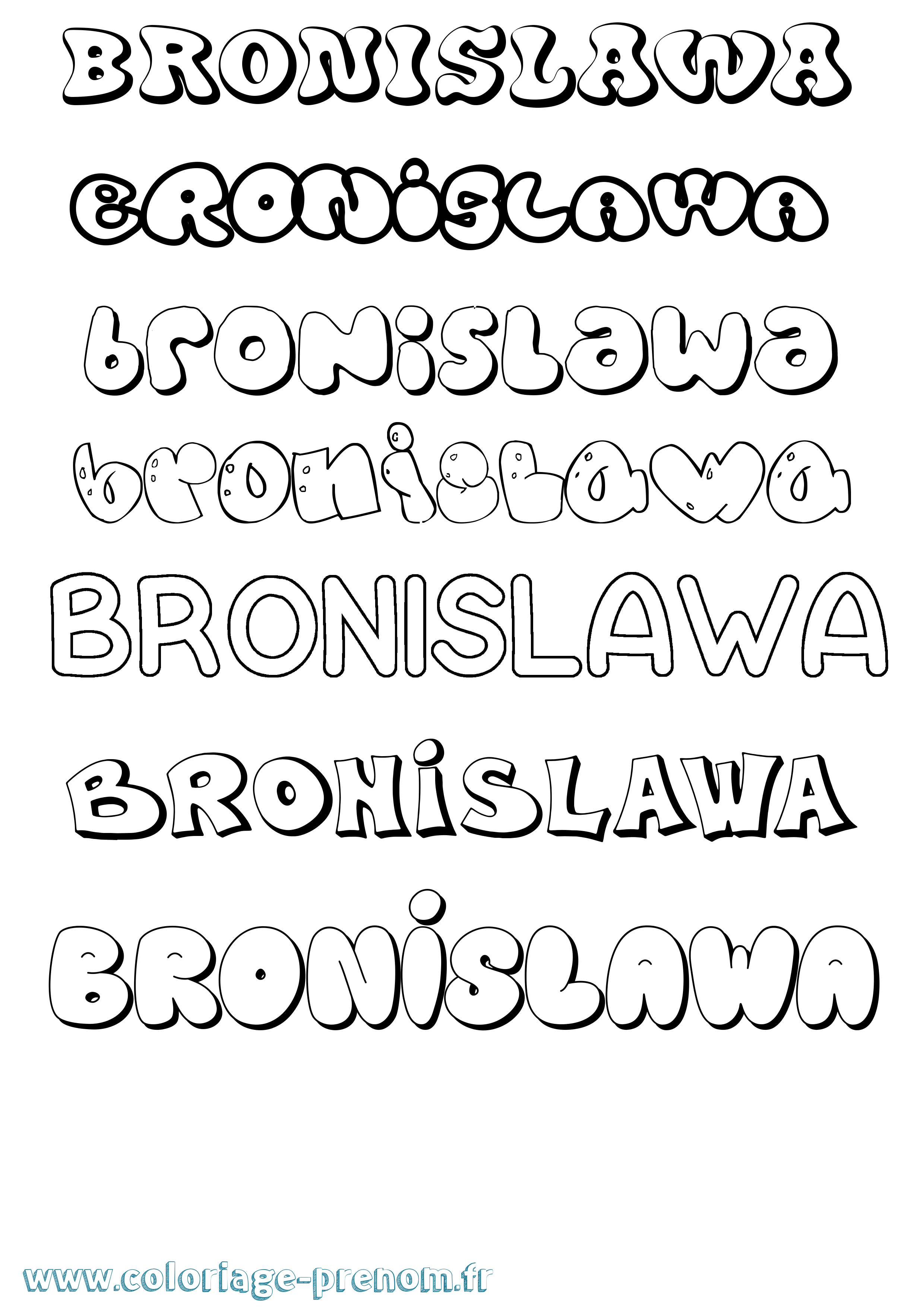 Coloriage prénom Bronislawa Bubble