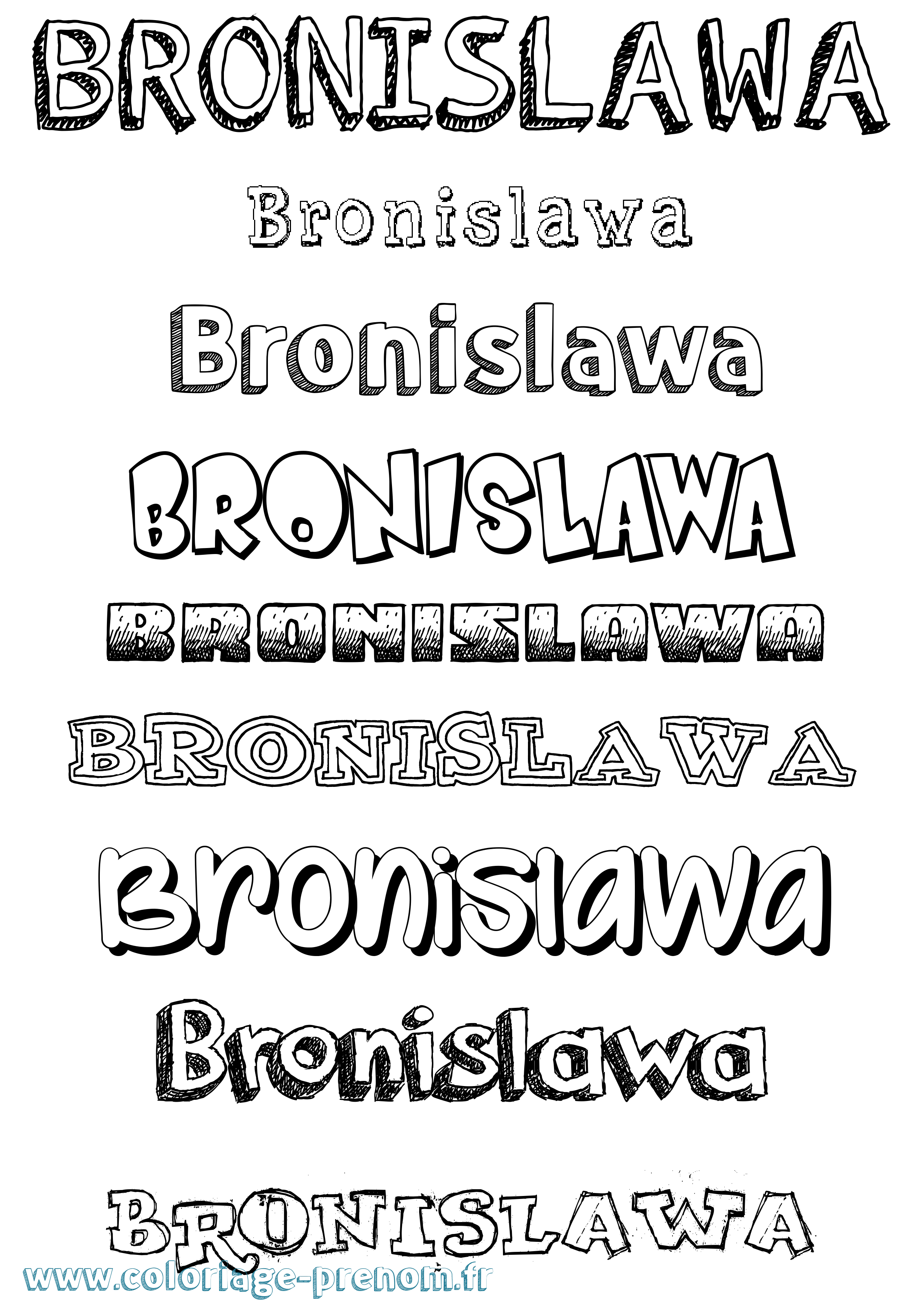 Coloriage prénom Bronislawa Dessiné