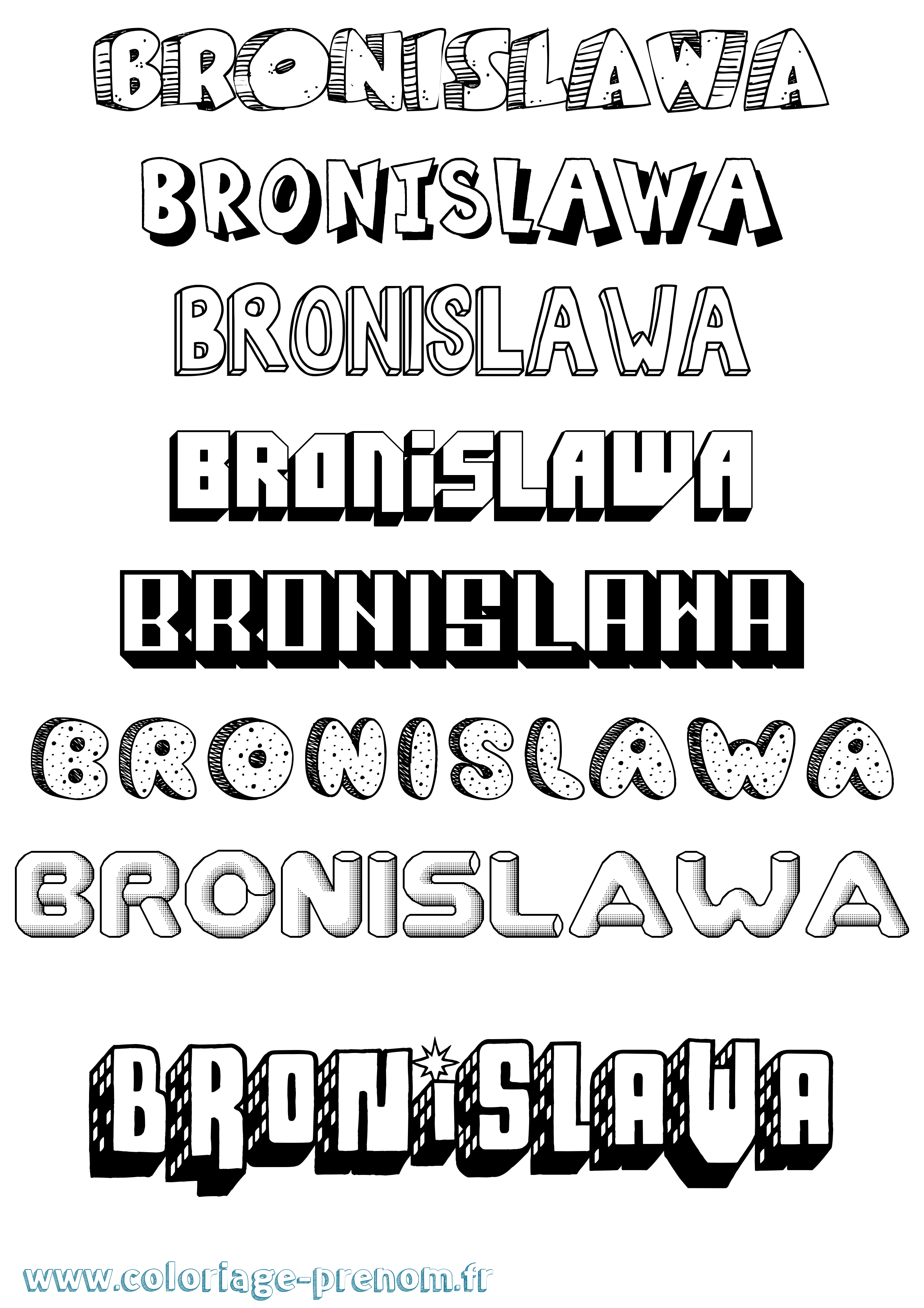 Coloriage prénom Bronislawa Effet 3D