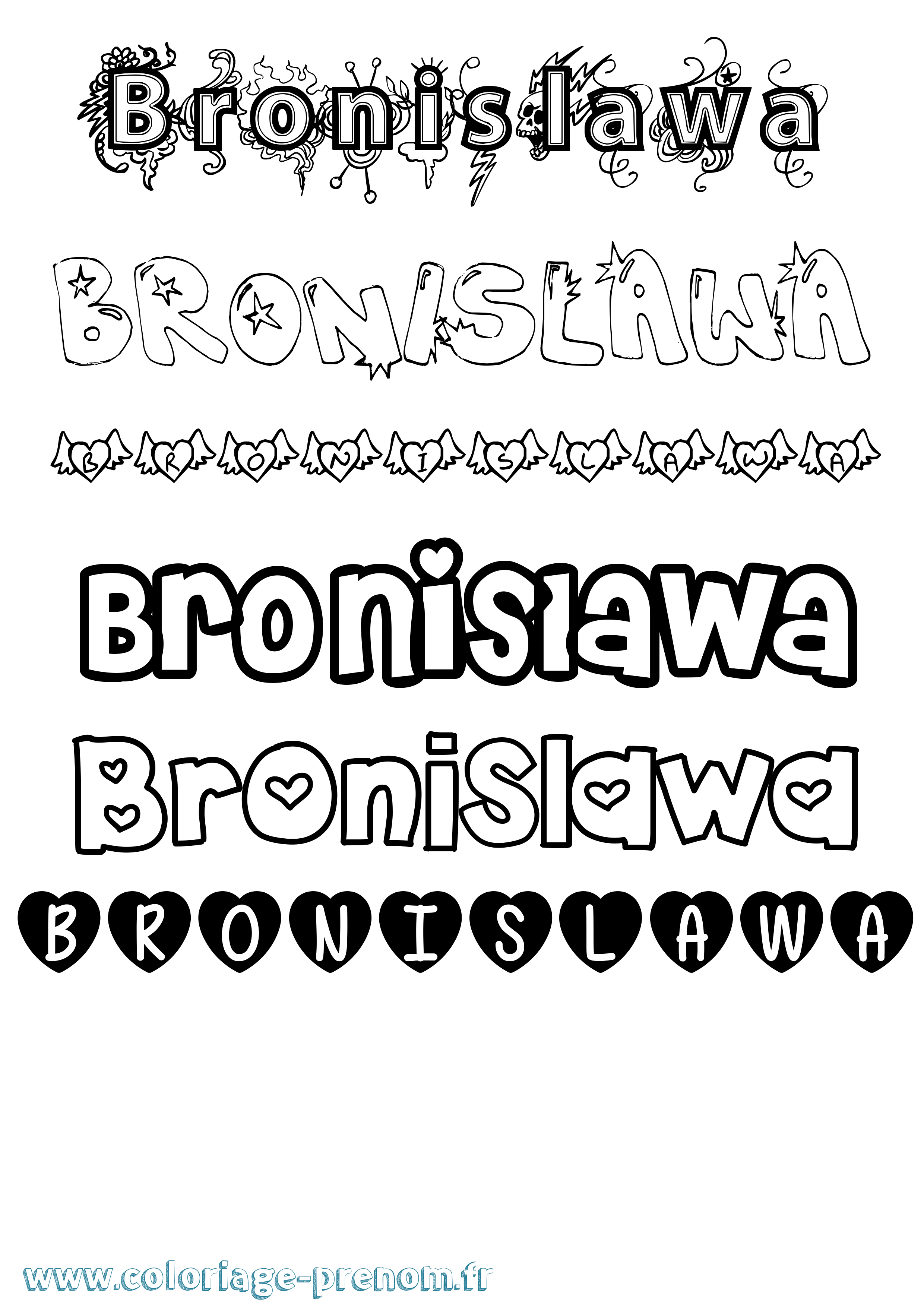 Coloriage prénom Bronislawa Girly