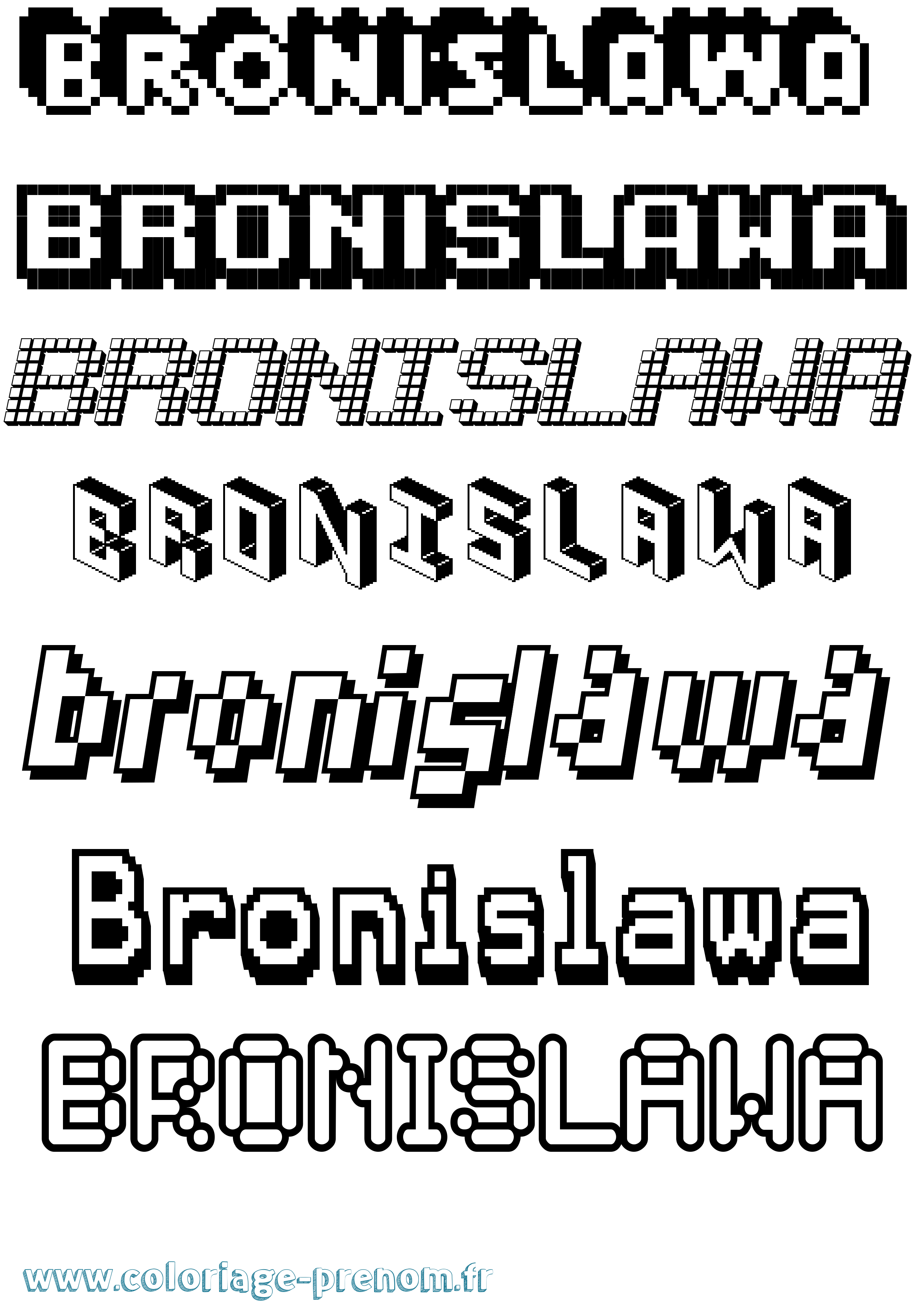 Coloriage prénom Bronislawa Pixel