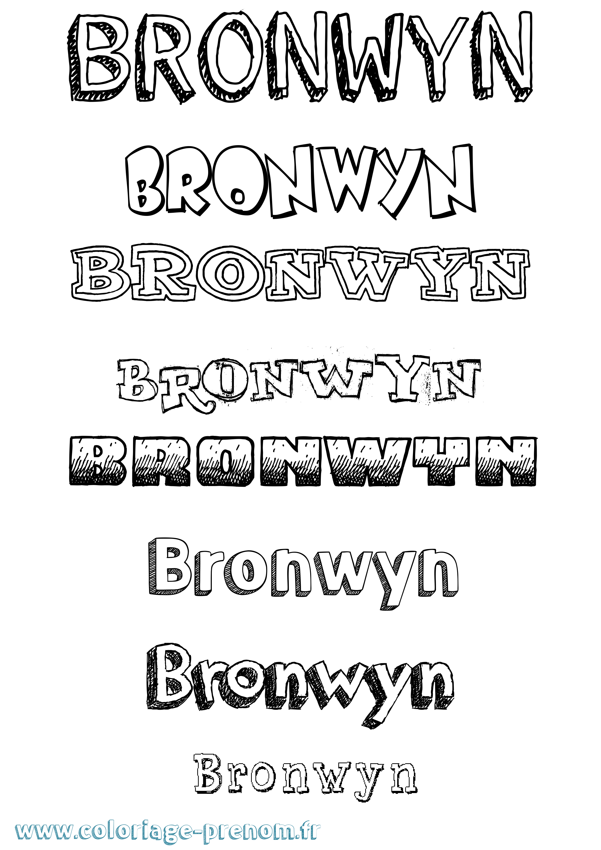 Coloriage Bronwyn Dessiné Coloriage prénom Bronwyn Dessiné