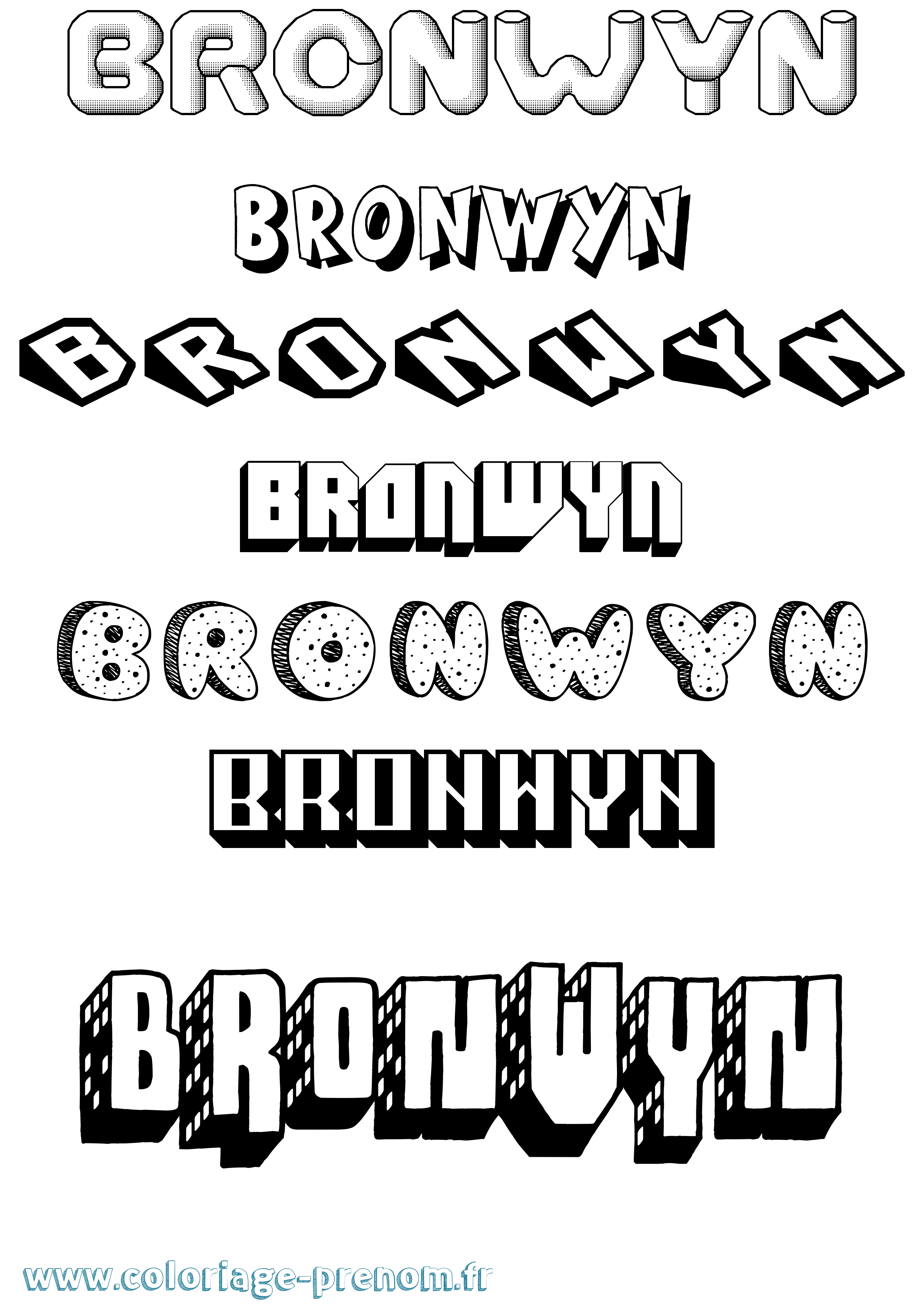 Coloriage Bronwyn Effet 3D Coloriage prénom Bronwyn Effet 3D