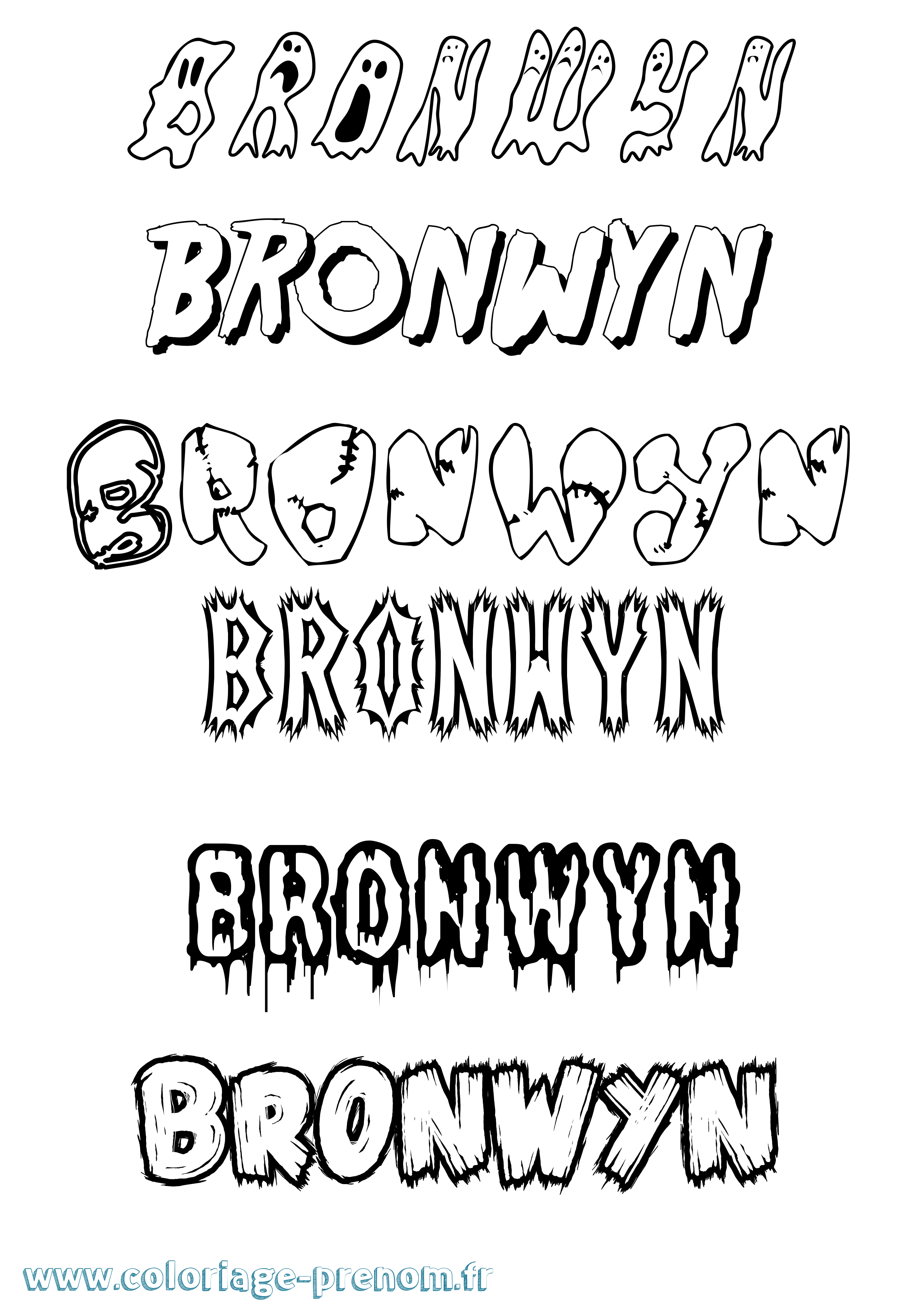 Coloriage Bronwyn Frisson Coloriage prénom Bronwyn Frisson