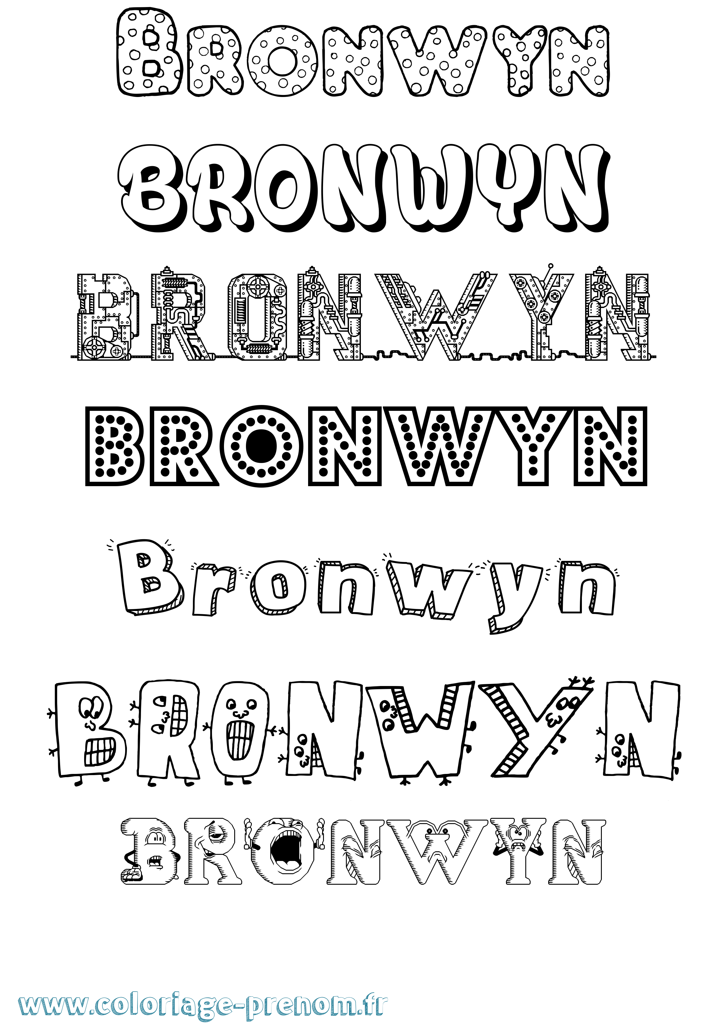 Coloriage Bronwyn Fun Coloriage prénom Bronwyn Fun