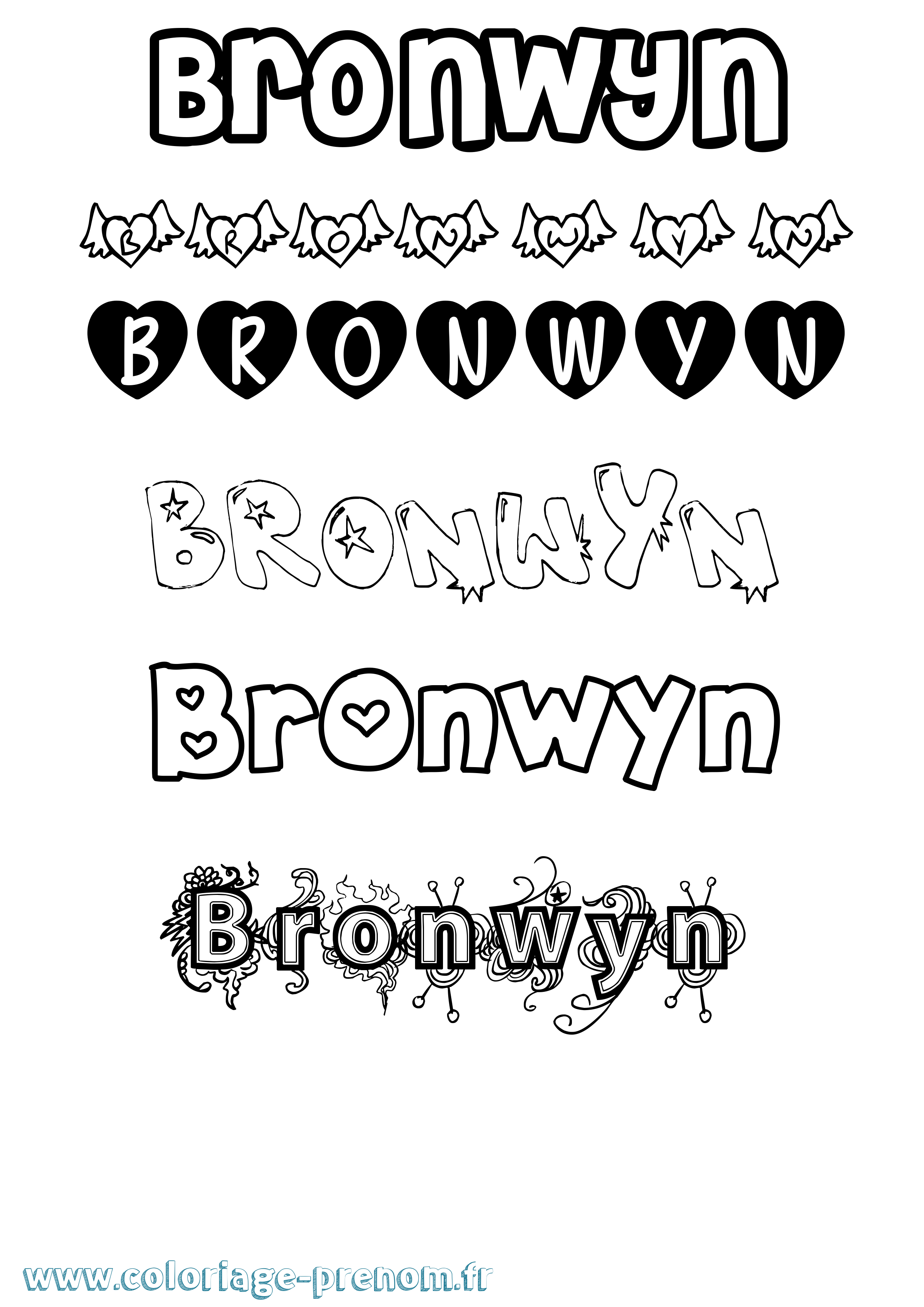 Coloriage Bronwyn Girly Coloriage prénom Bronwyn Girly