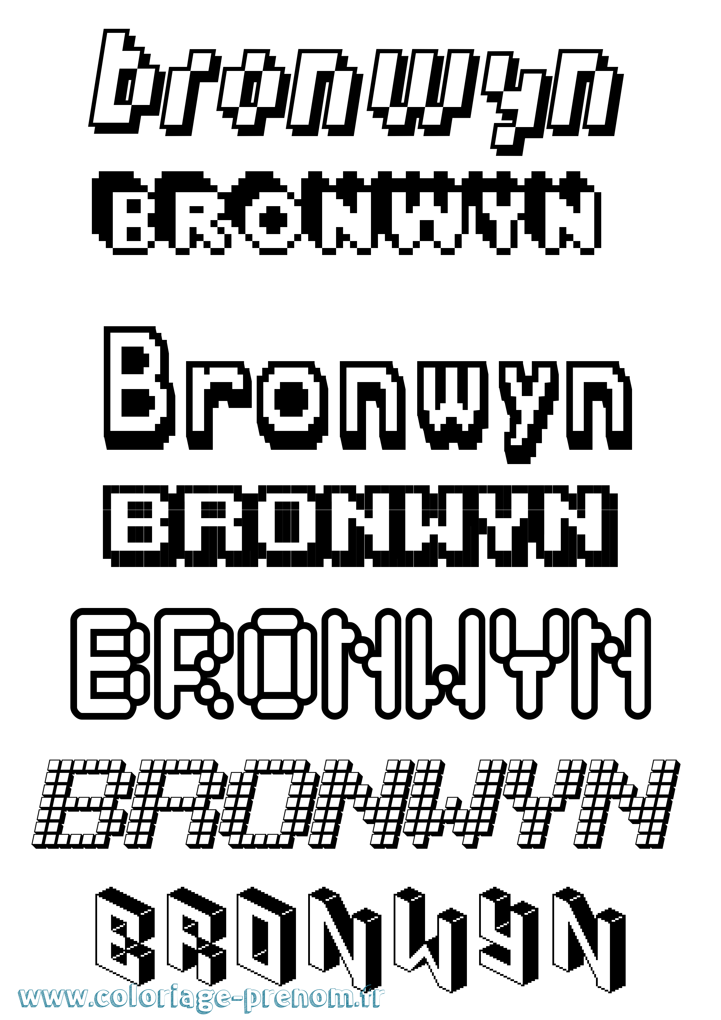 Coloriage Bronwyn Pixel Coloriage prénom Bronwyn Pixel