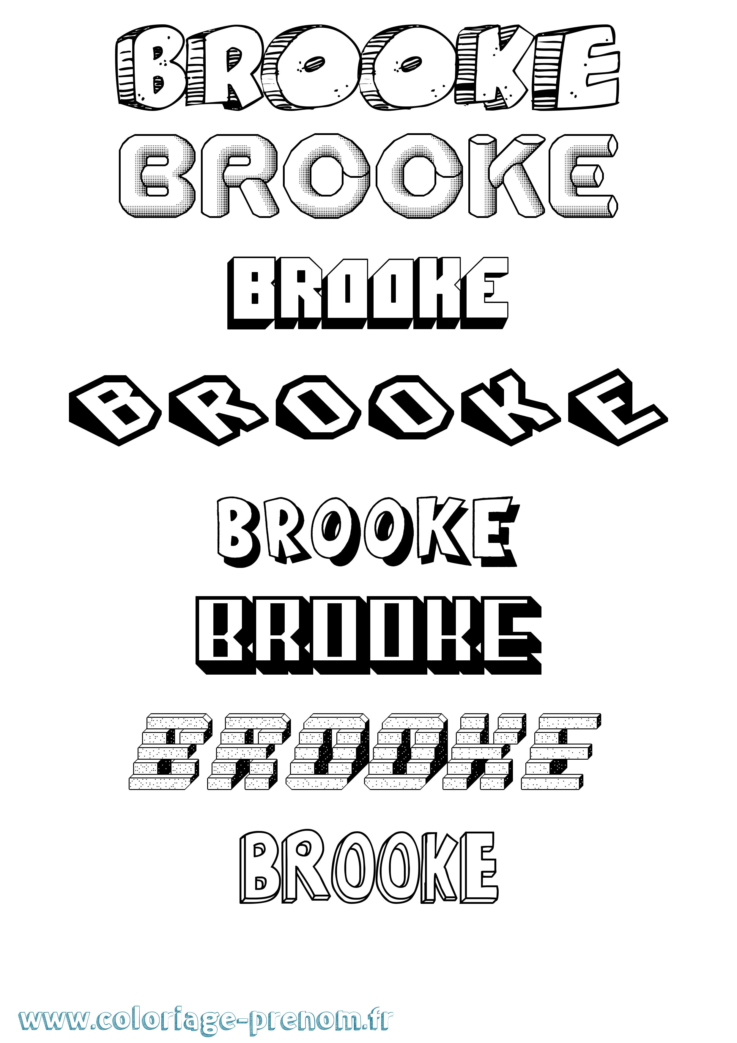 Coloriage prénom Brooke Effet 3D