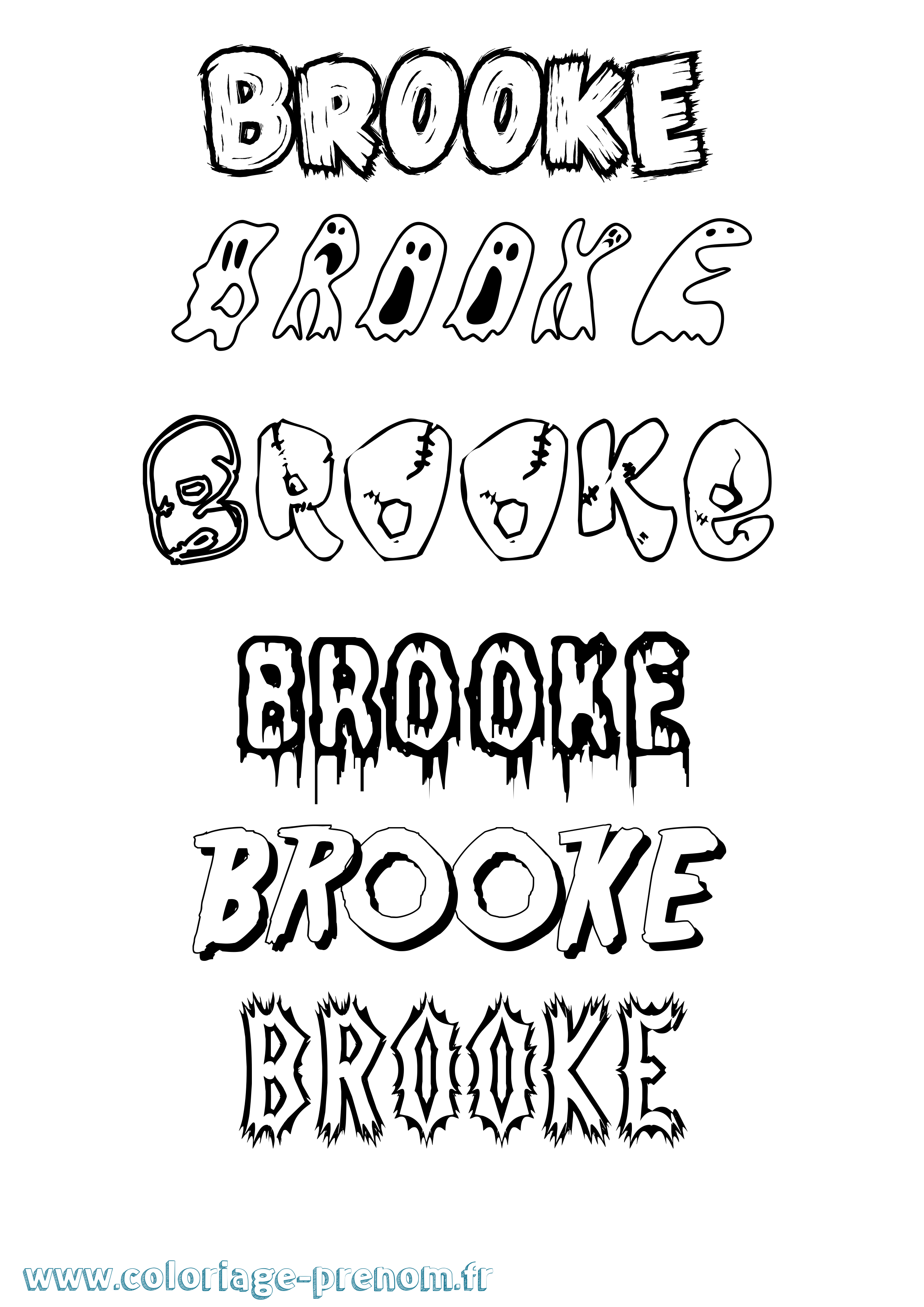 Coloriage prénom Brooke Frisson