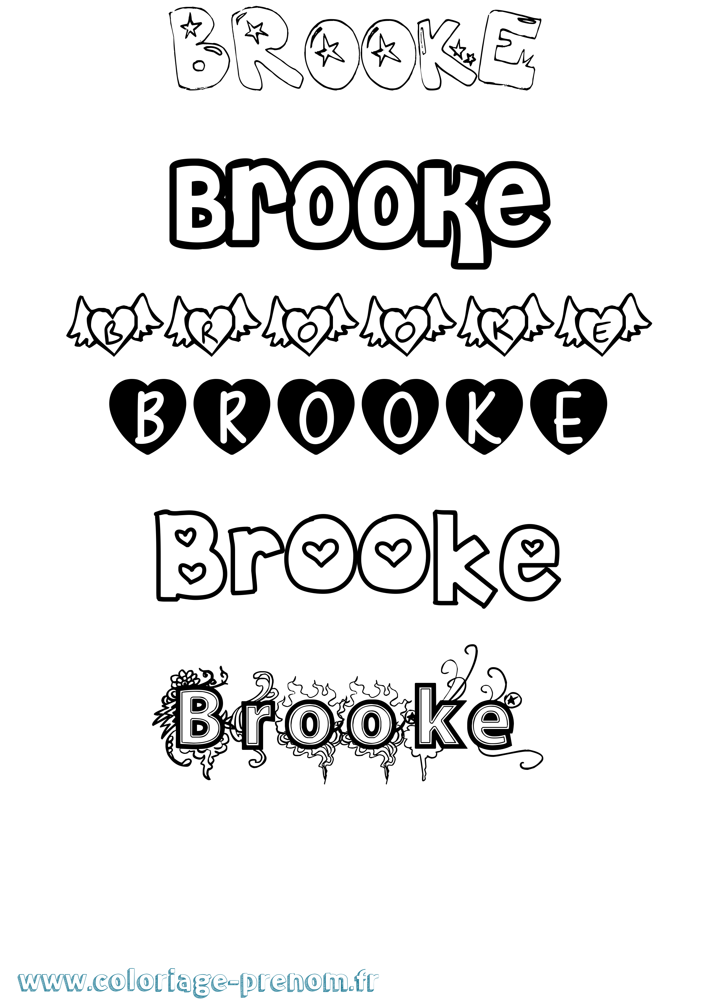 Coloriage prénom Brooke Girly