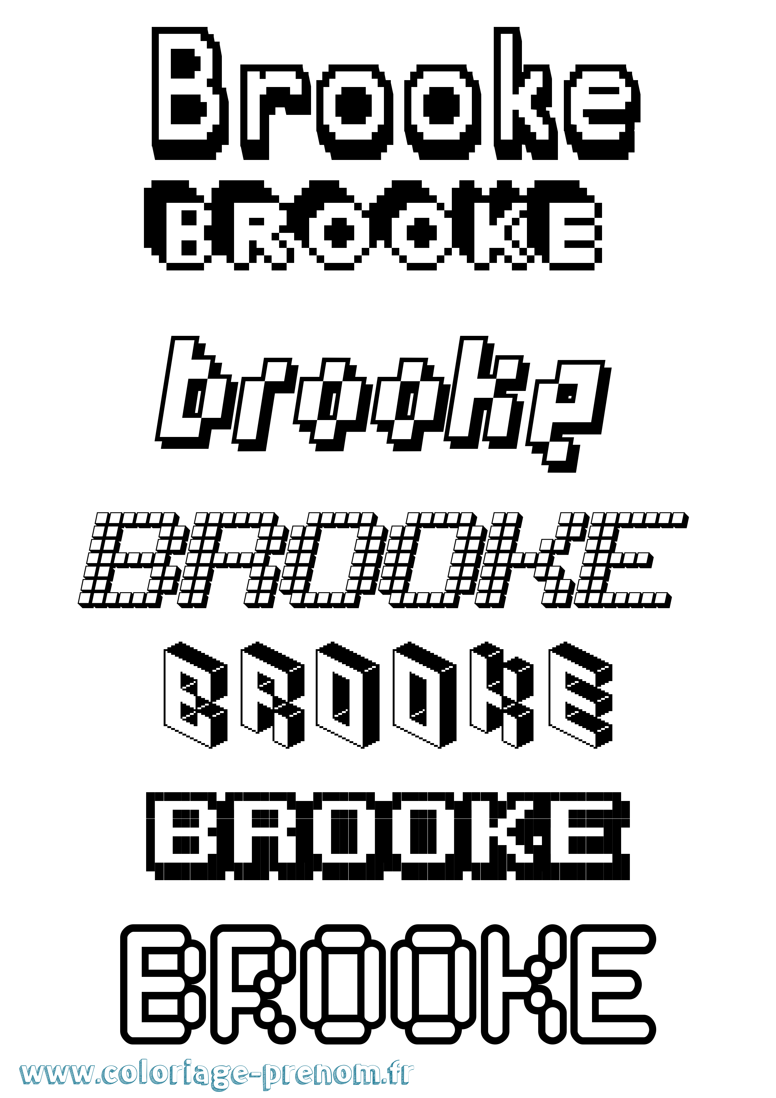 Coloriage prénom Brooke Pixel