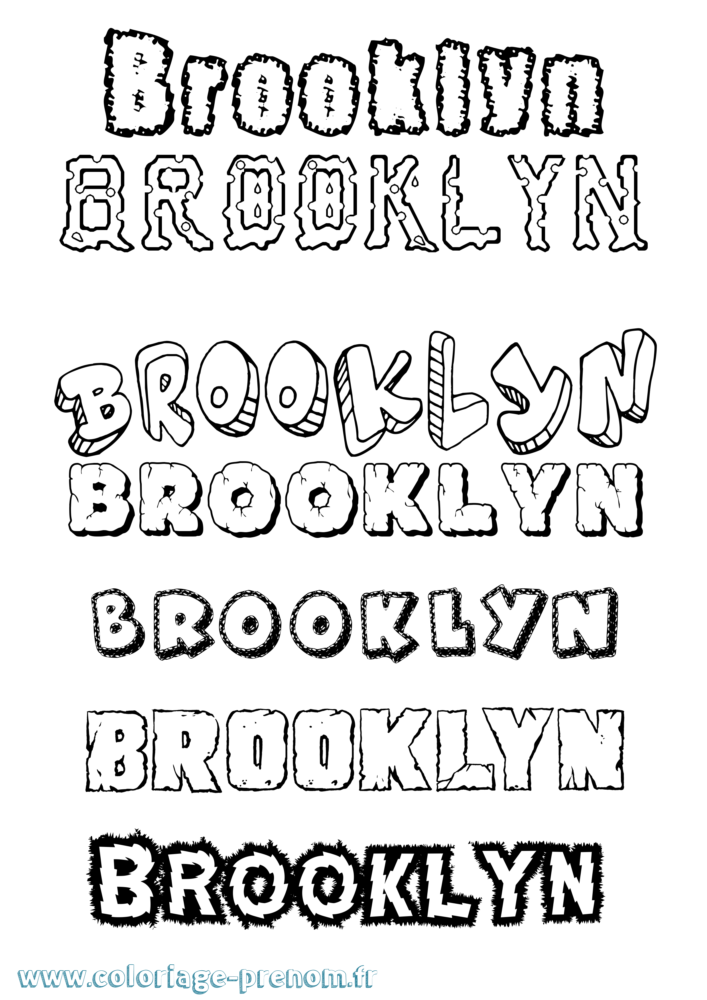 Coloriage prénom Brooklyn Destructuré
