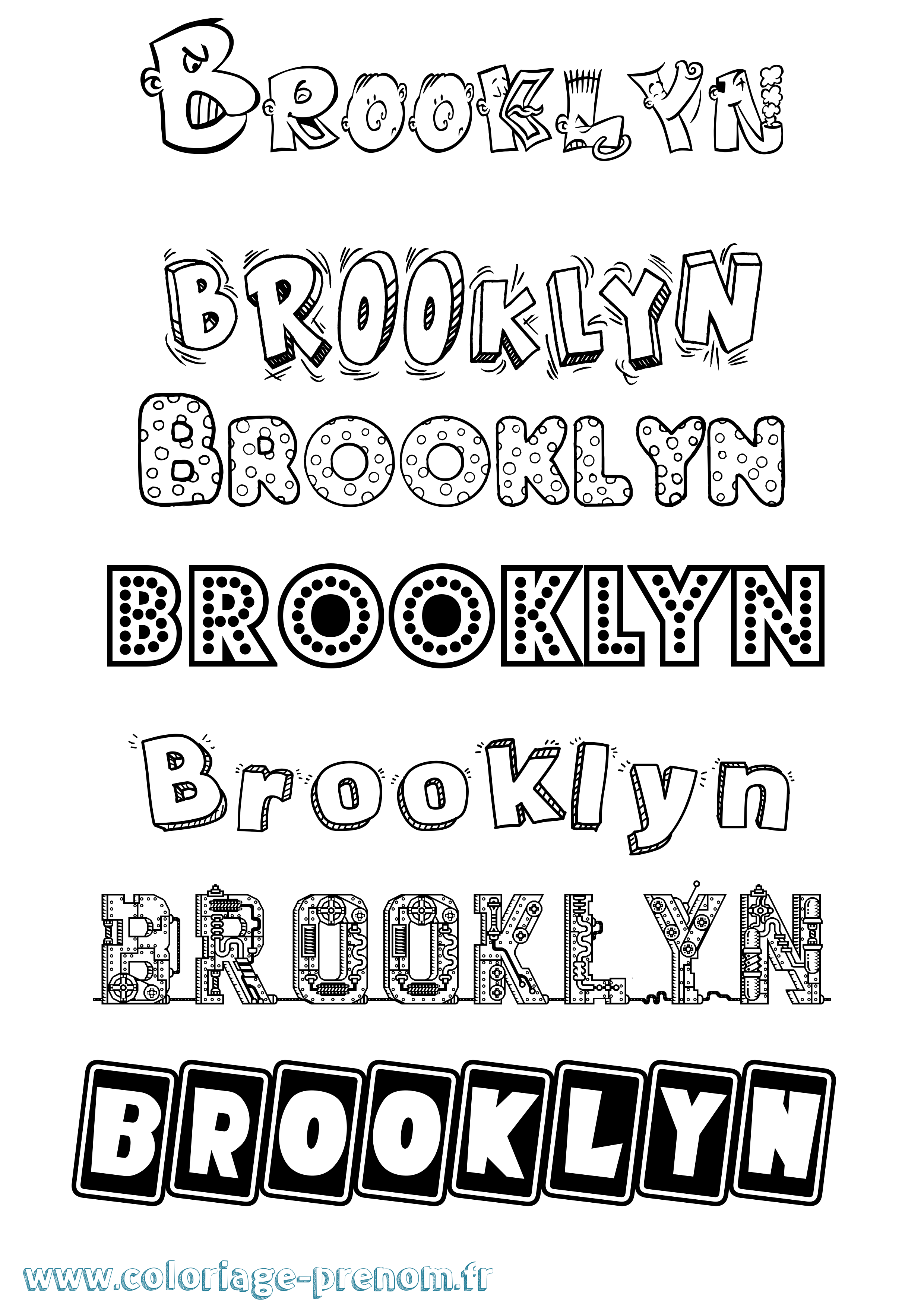 Coloriage prénom Brooklyn Fun