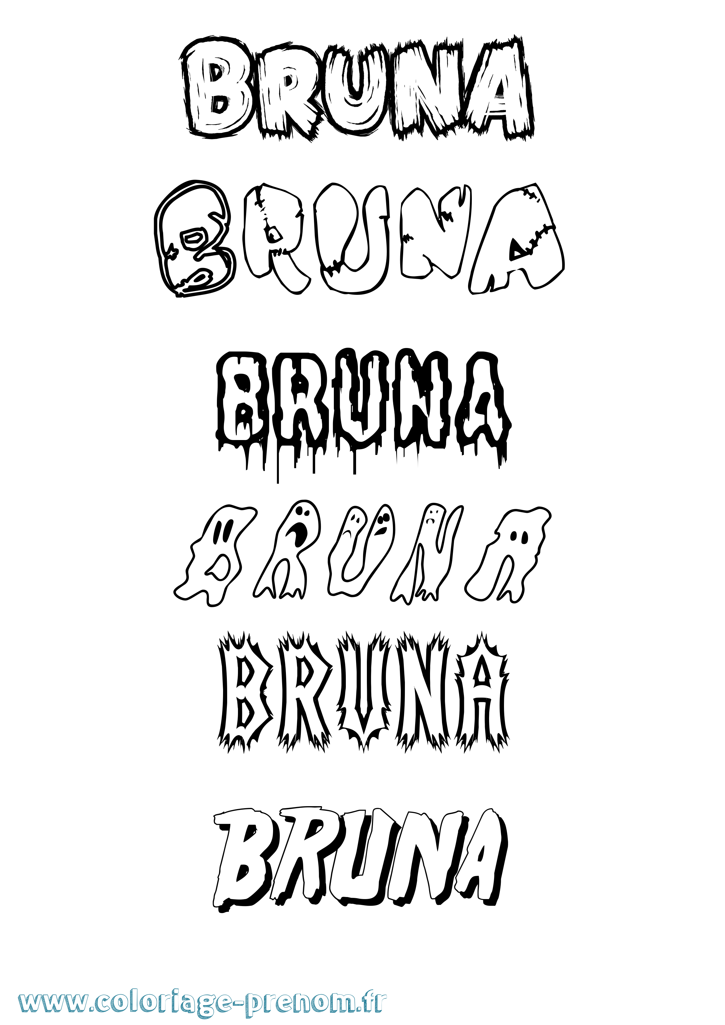 Coloriage prénom Bruna Frisson