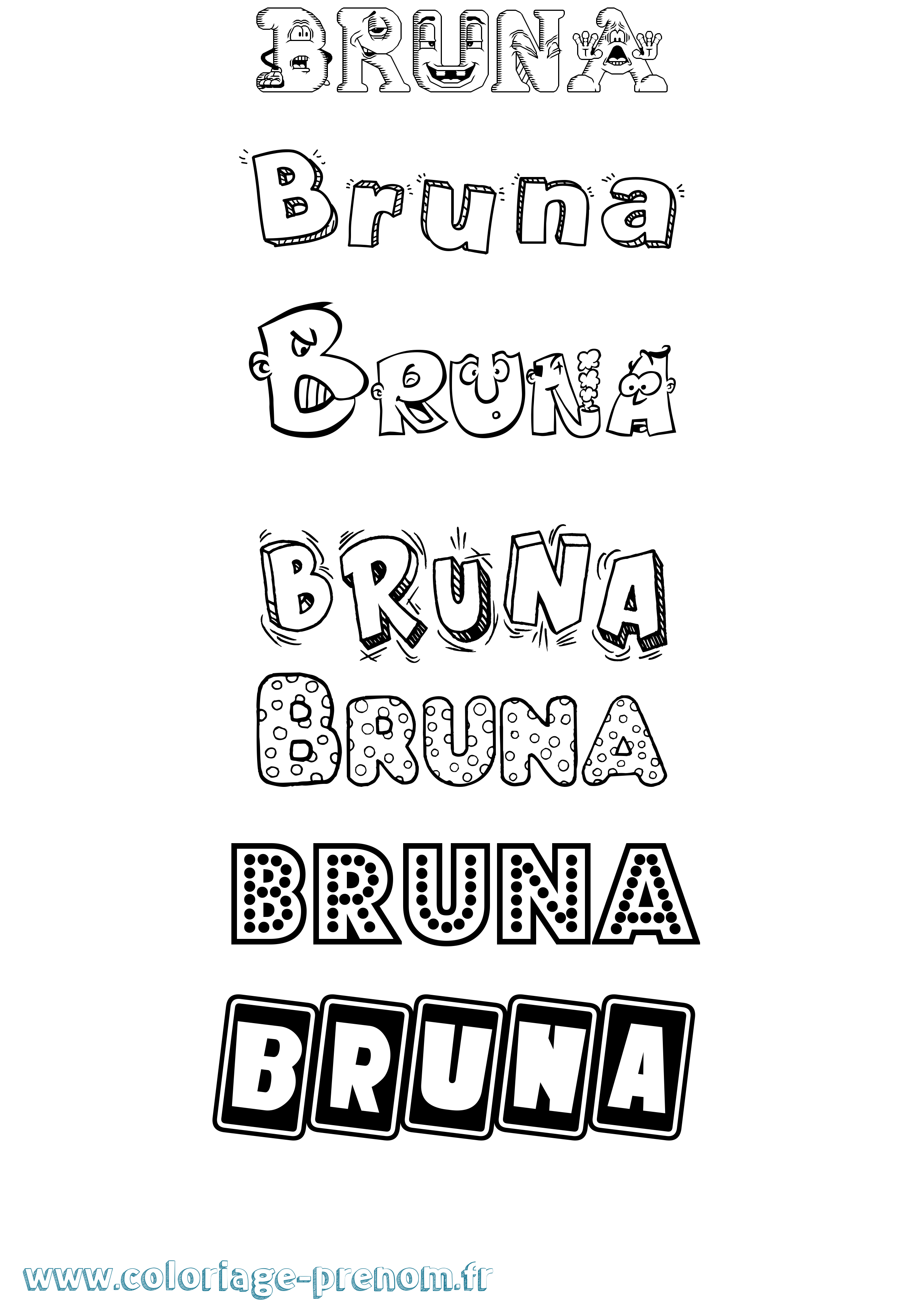 Coloriage prénom Bruna Fun