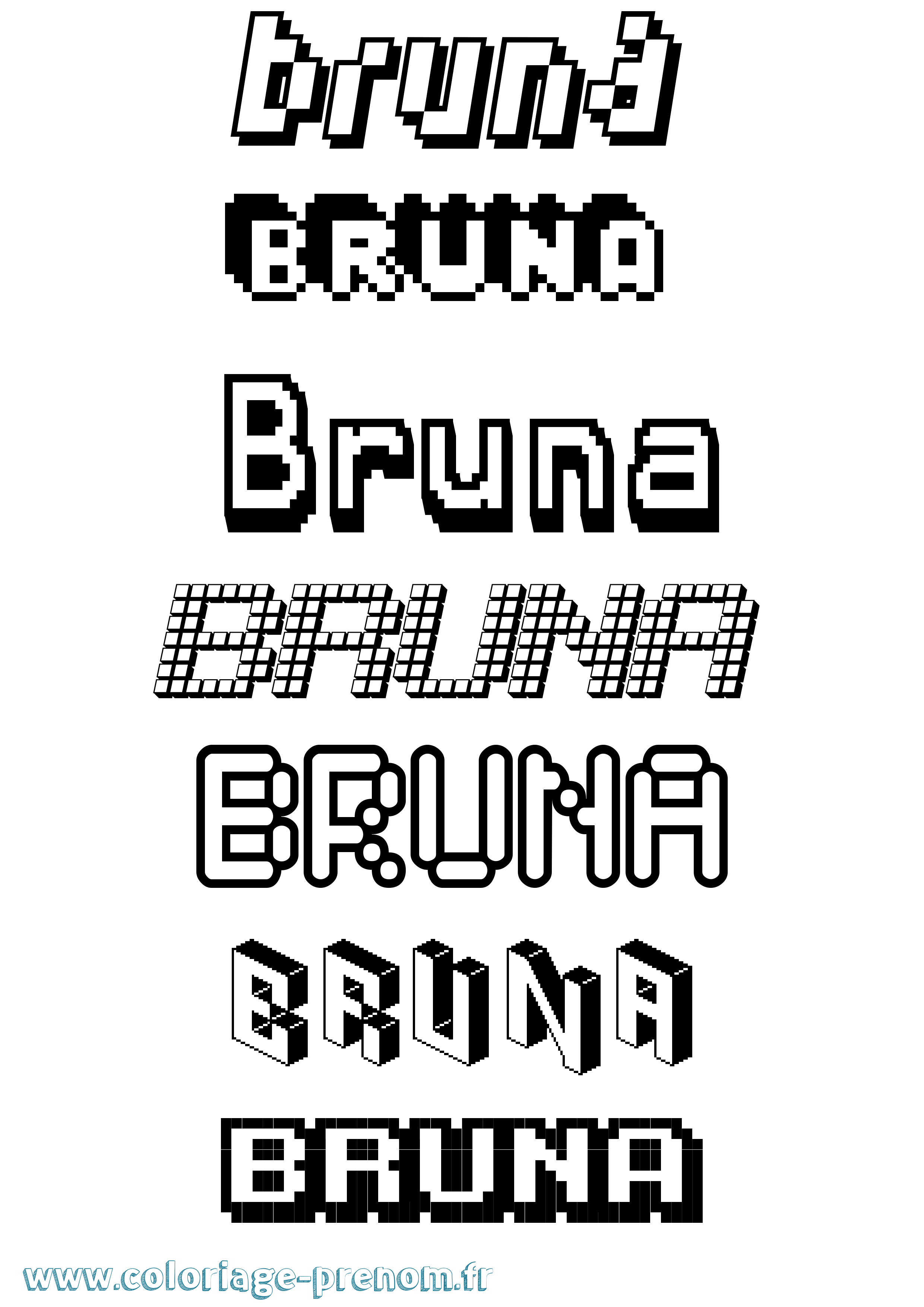 Coloriage prénom Bruna Pixel