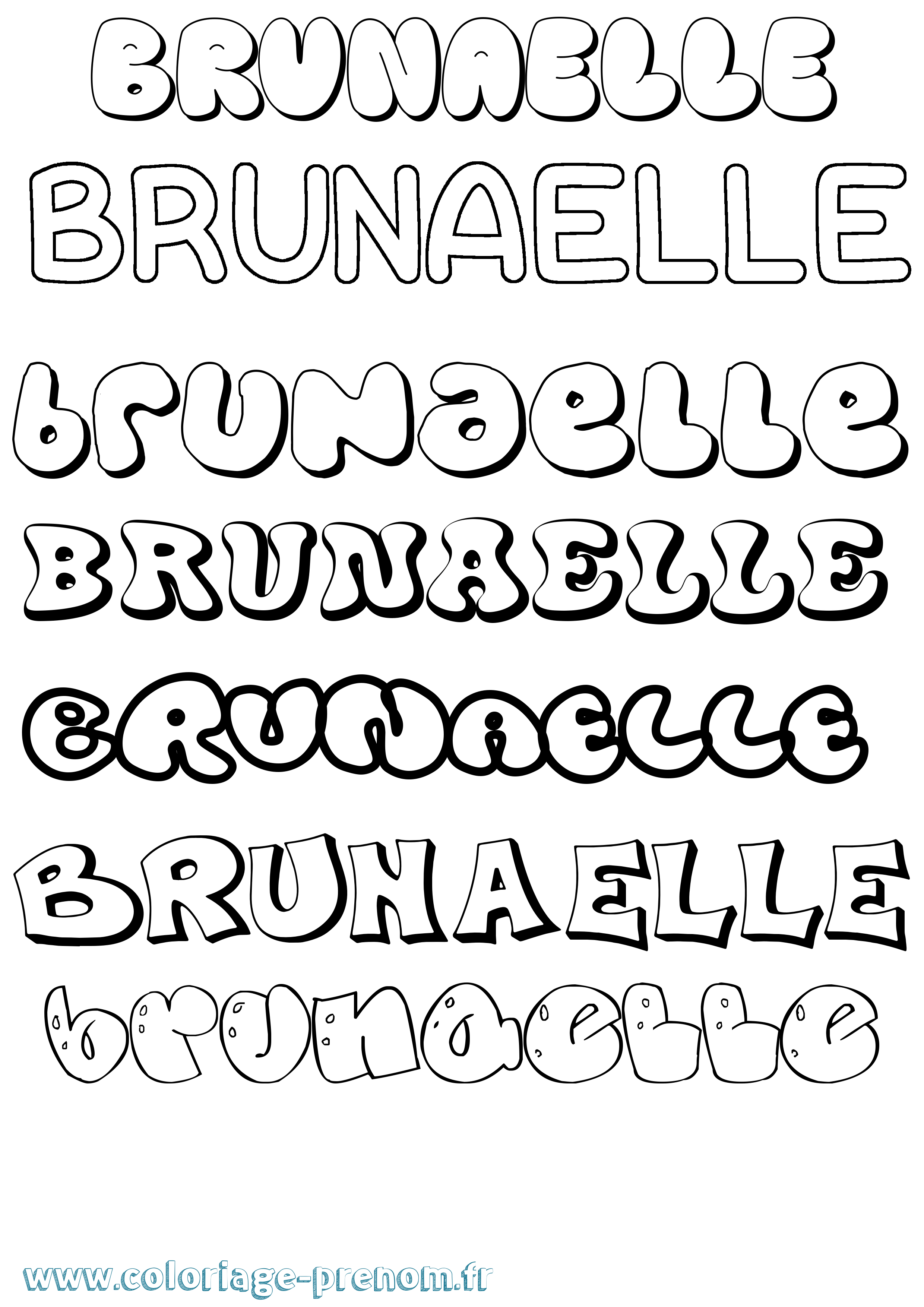 Coloriage prénom Brunaelle Bubble