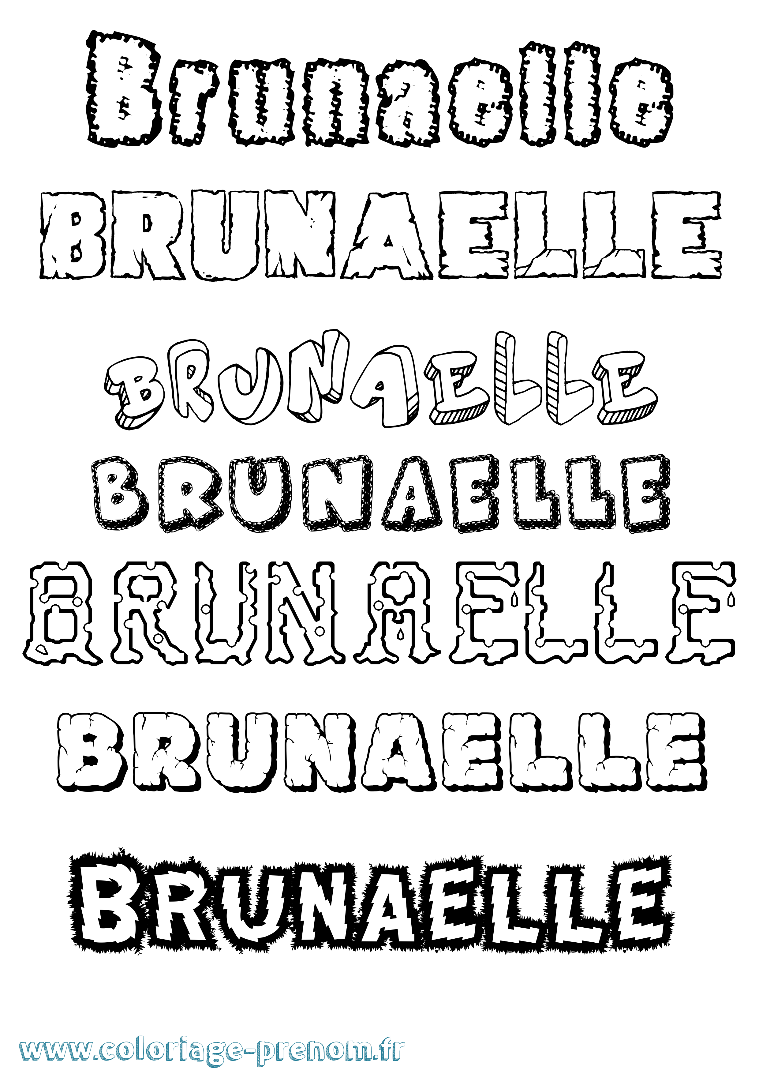 Coloriage prénom Brunaelle Destructuré