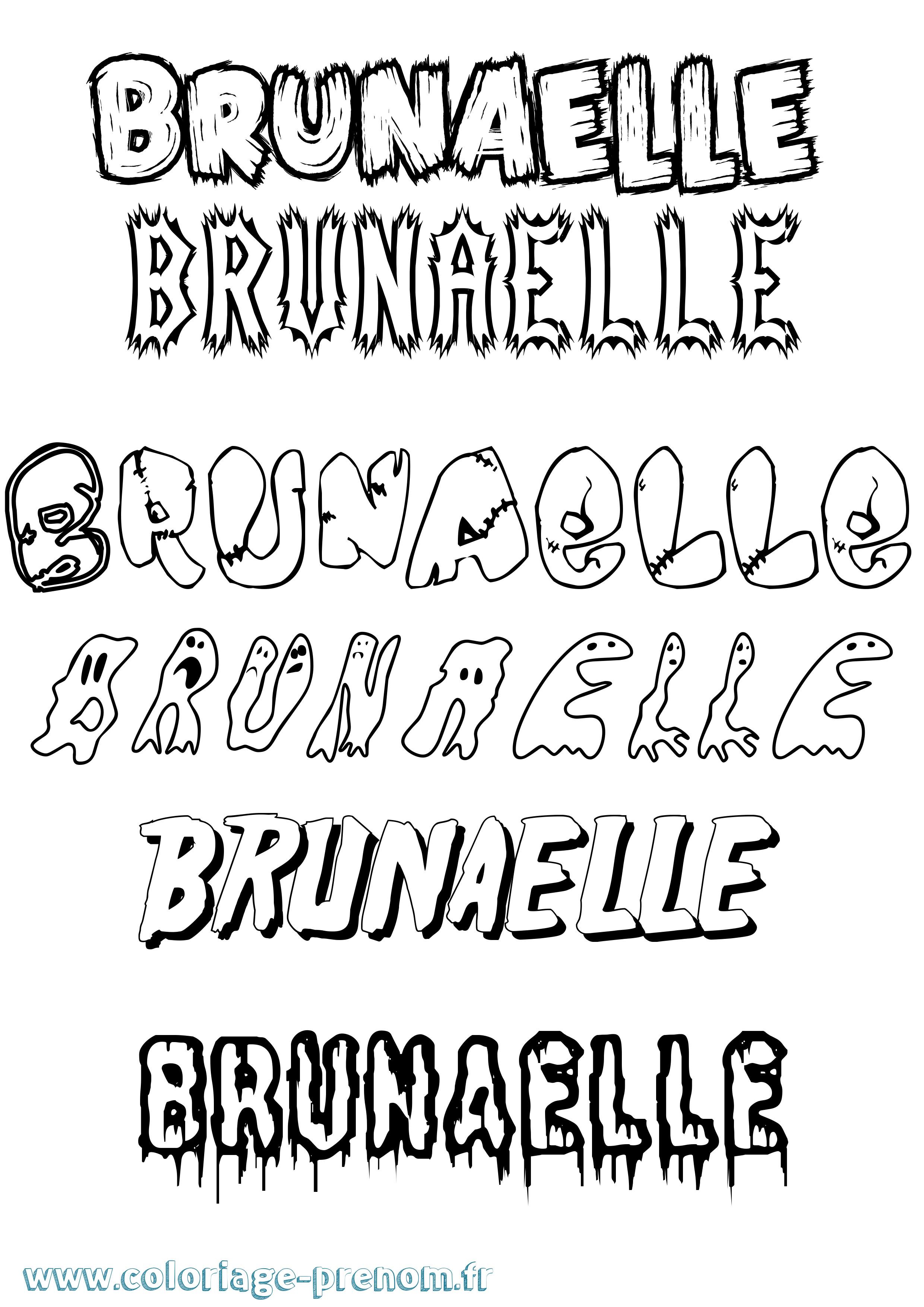 Coloriage prénom Brunaelle Frisson