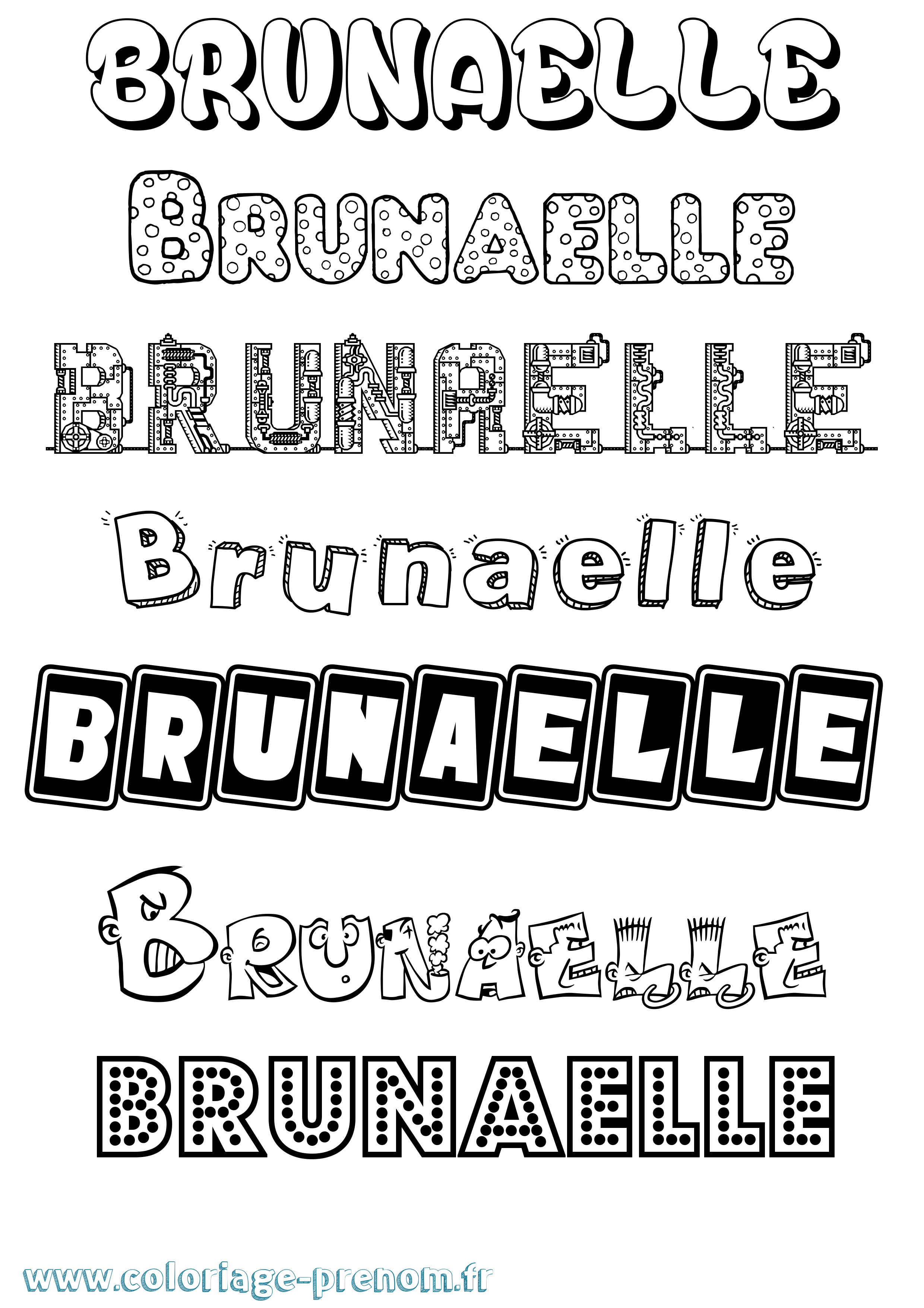 Coloriage prénom Brunaelle Fun