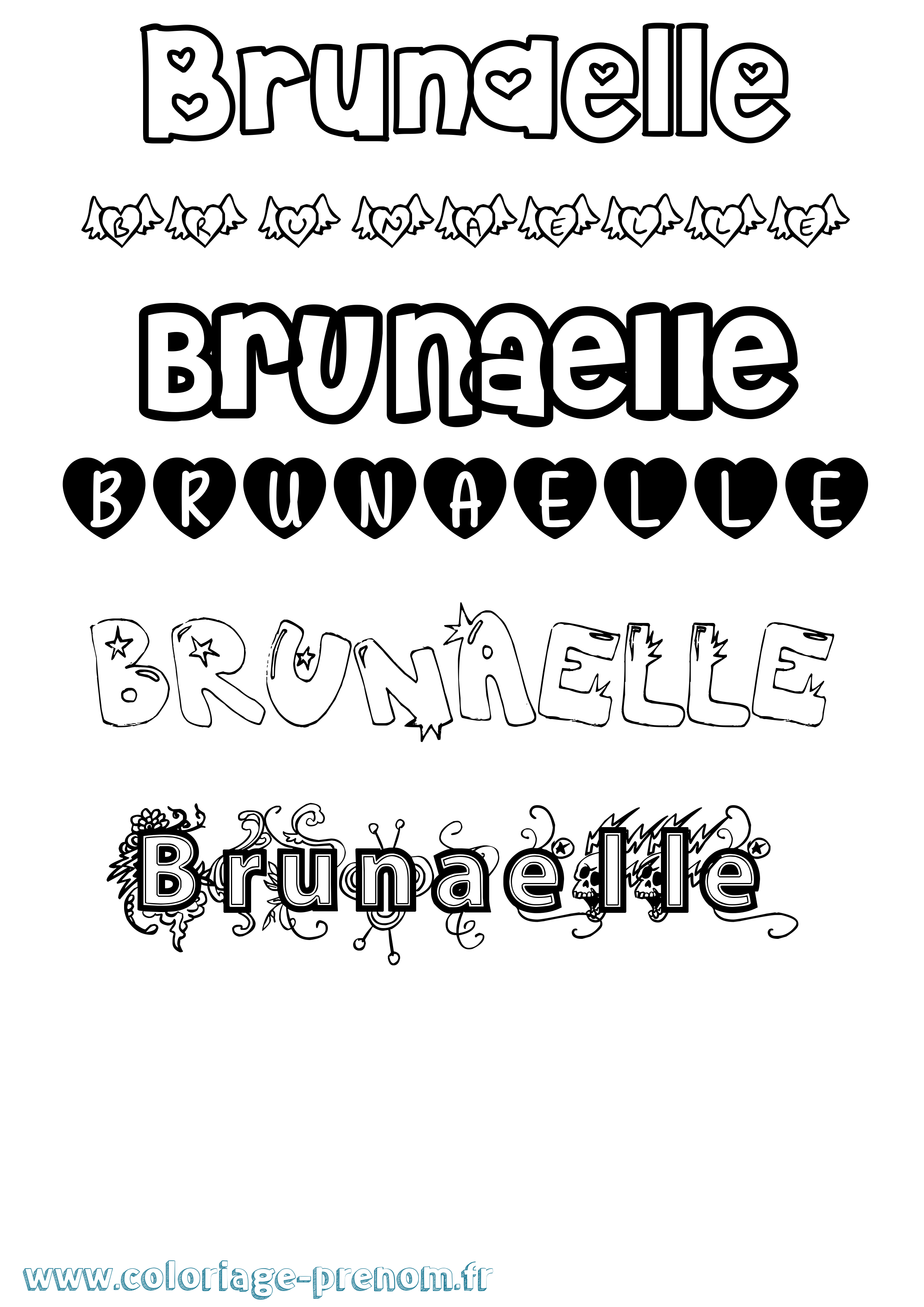 Coloriage prénom Brunaelle Girly