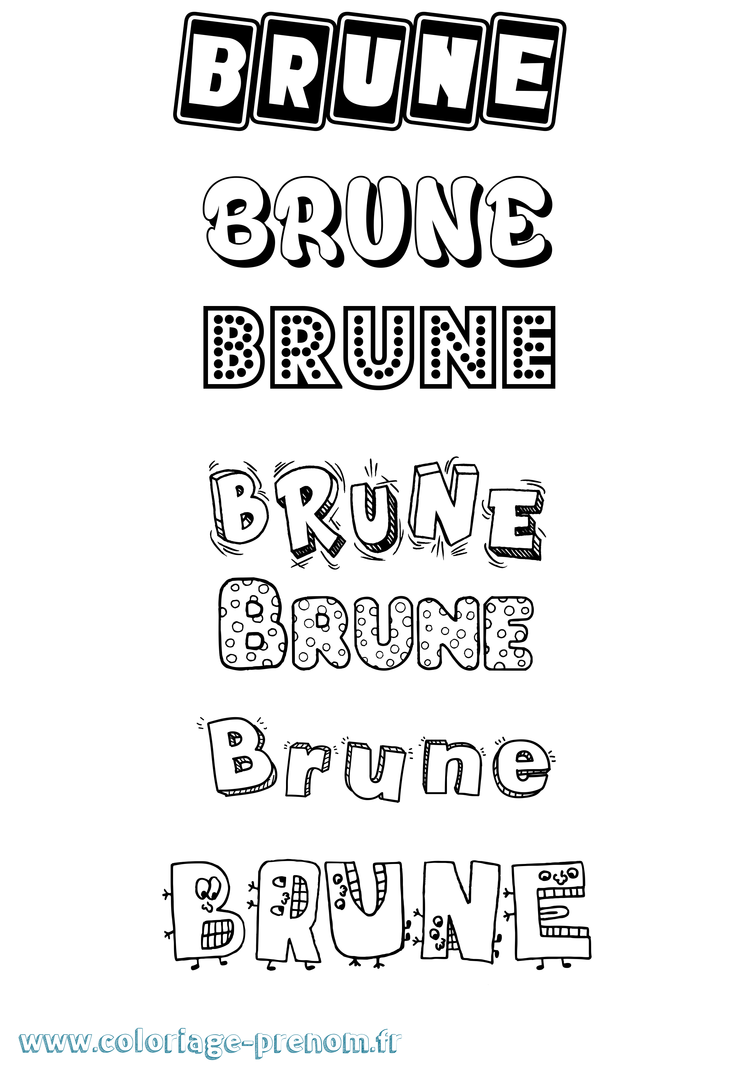 Coloriage prénom Brune Fun