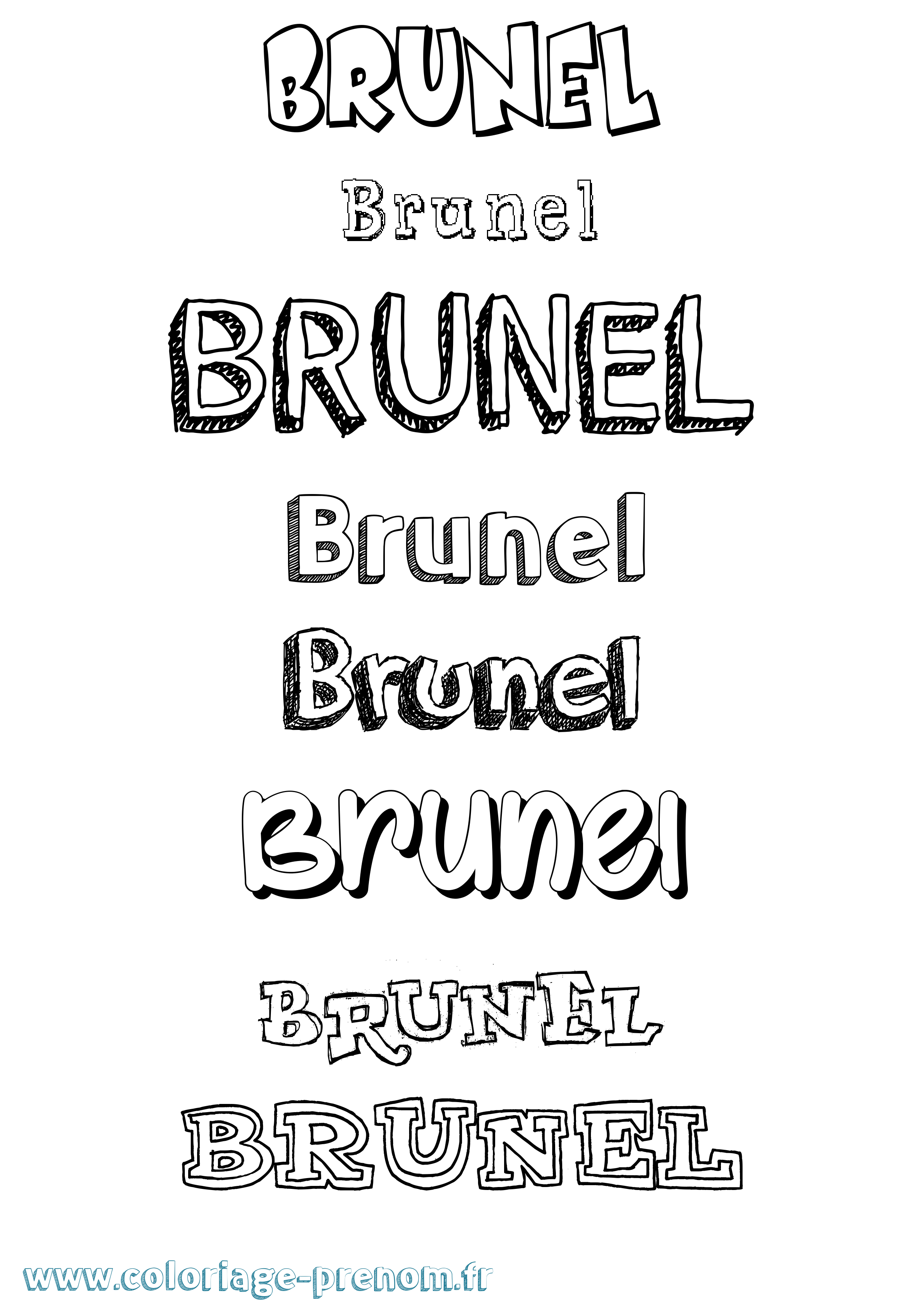 Coloriage prénom Brunel Dessiné