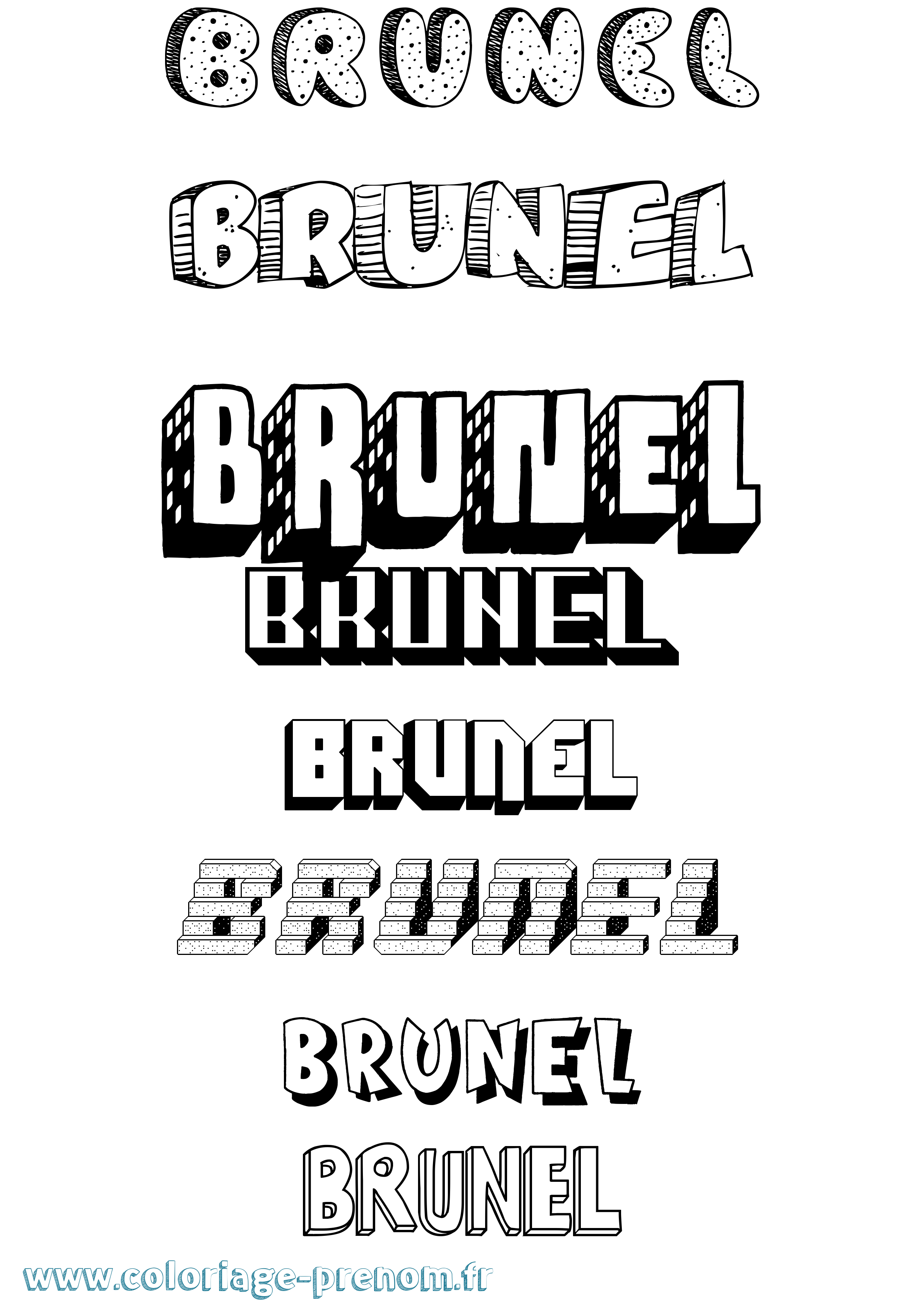 Coloriage prénom Brunel Effet 3D