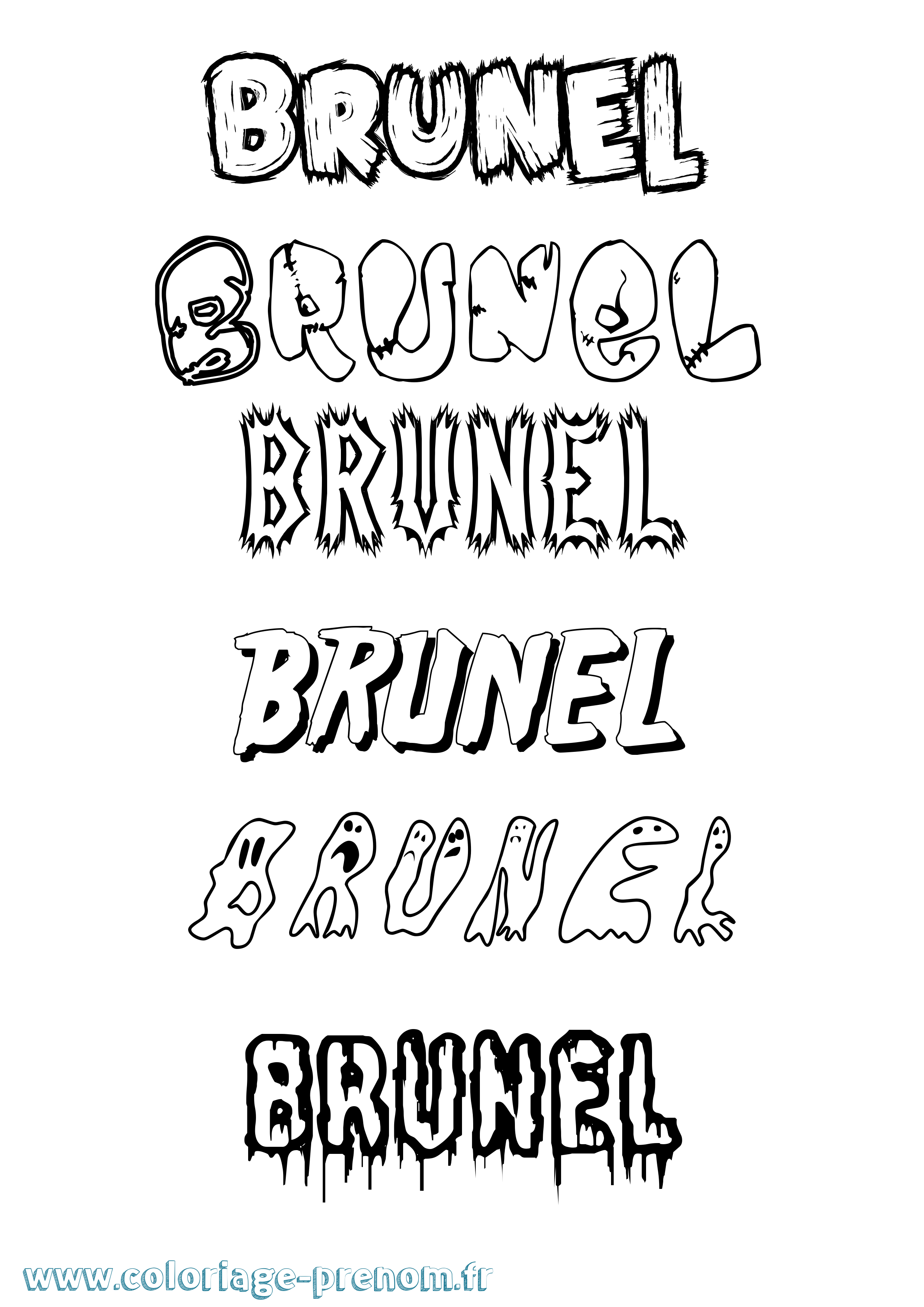 Coloriage prénom Brunel Frisson