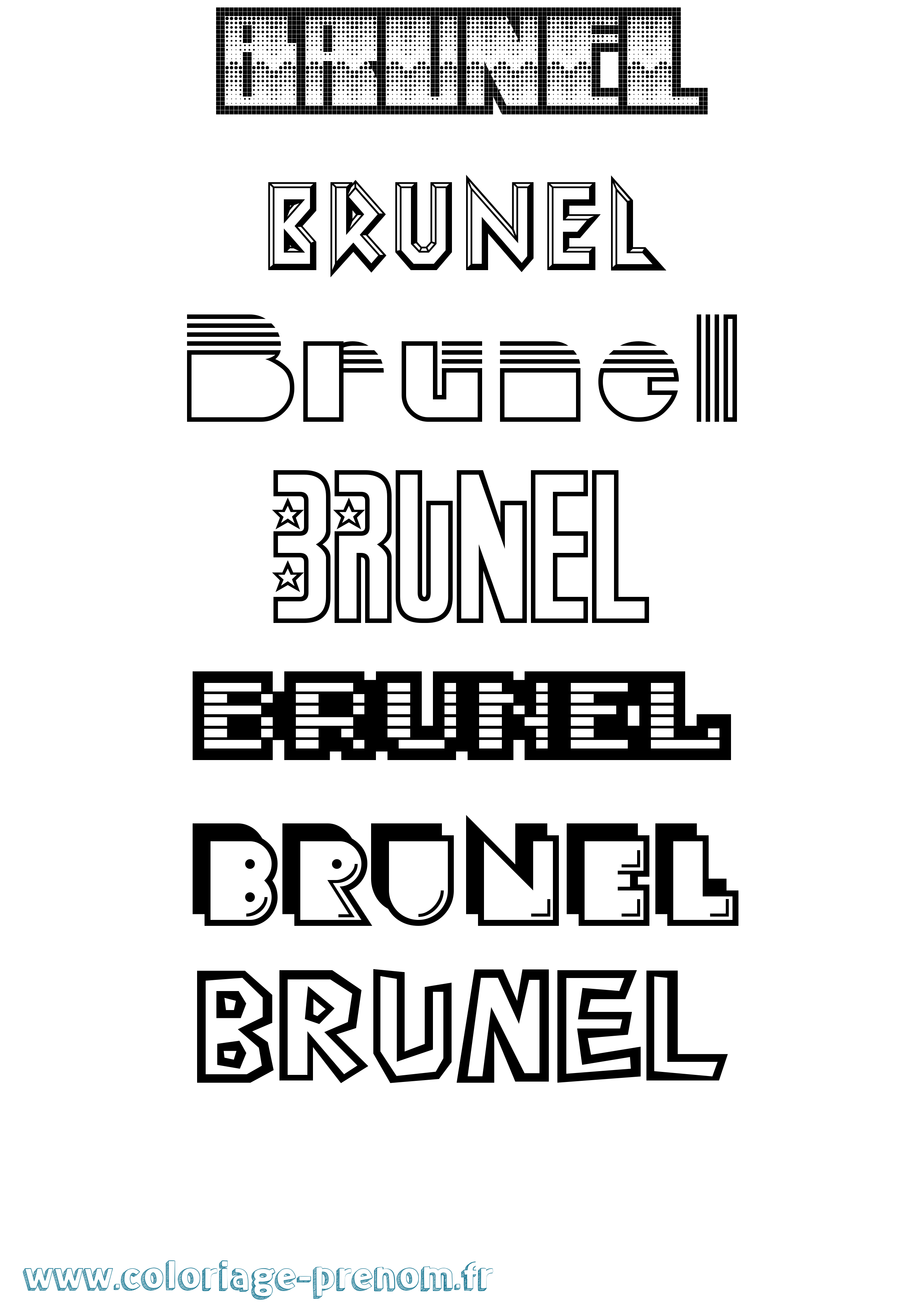 Coloriage prénom Brunel Jeux Vidéos