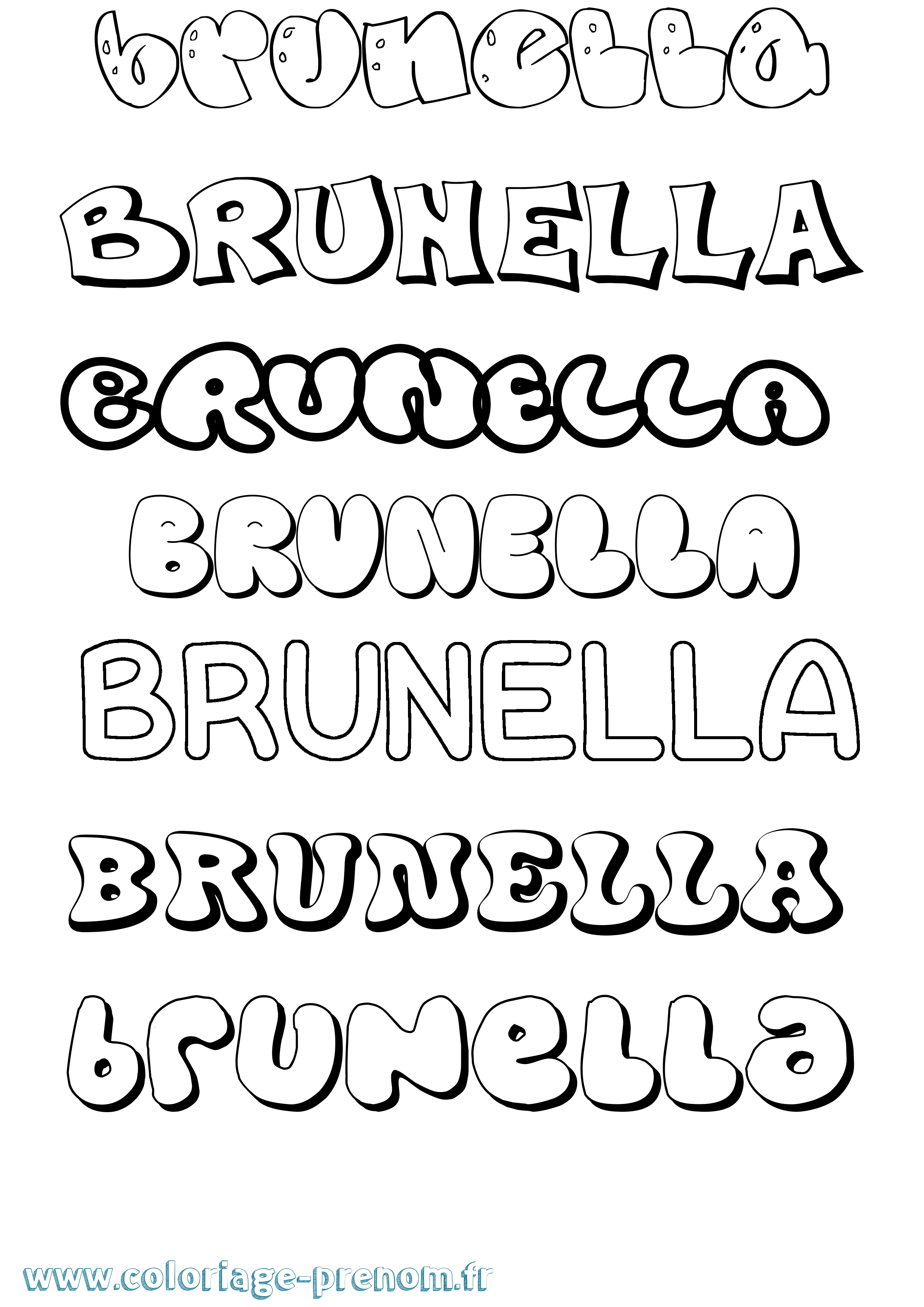 Coloriage Brunella Bubble Coloriage prénom Brunella Bubble