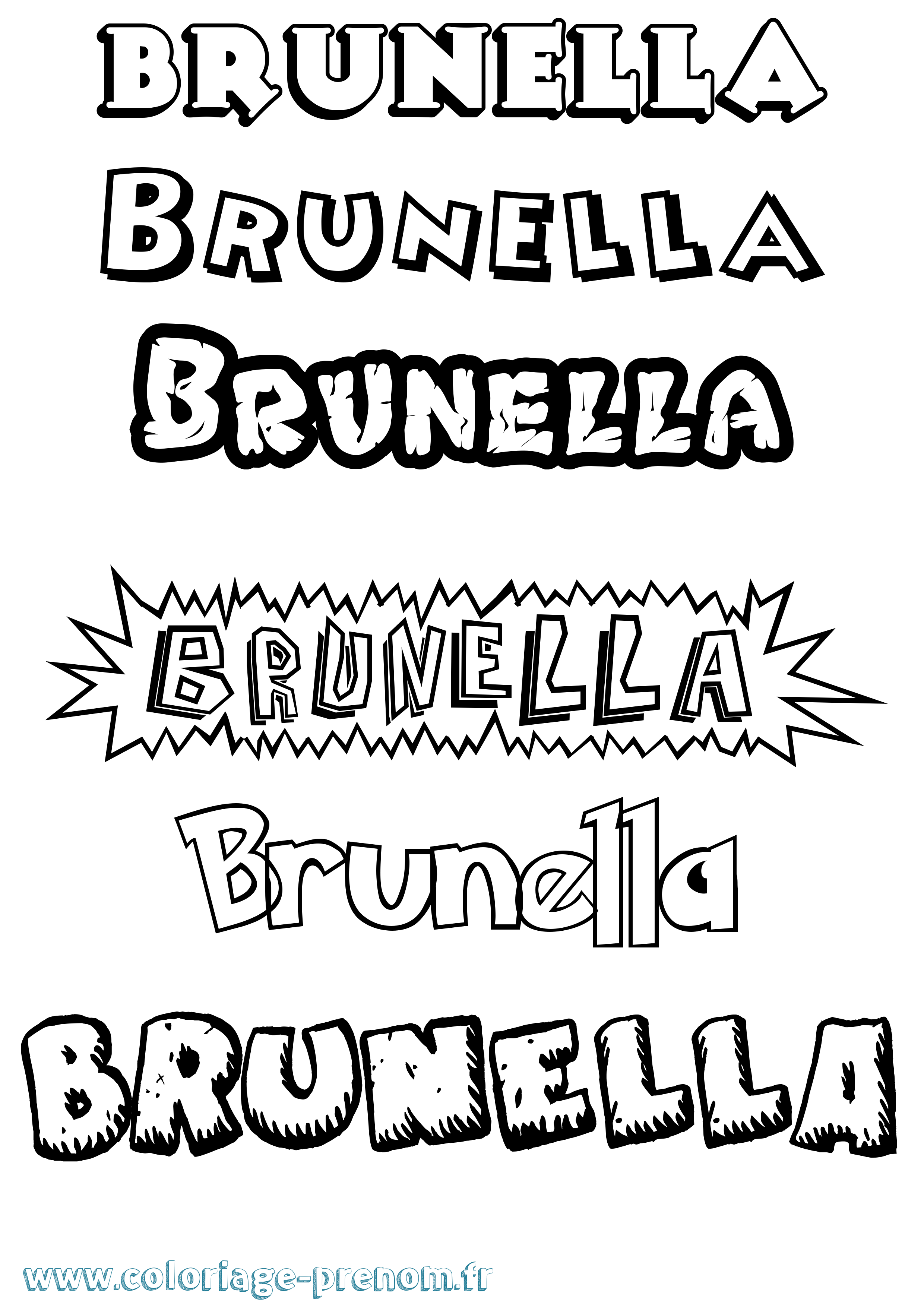 Coloriage Brunella Dessin Animé Coloriage prénom Brunella Dessin Animé