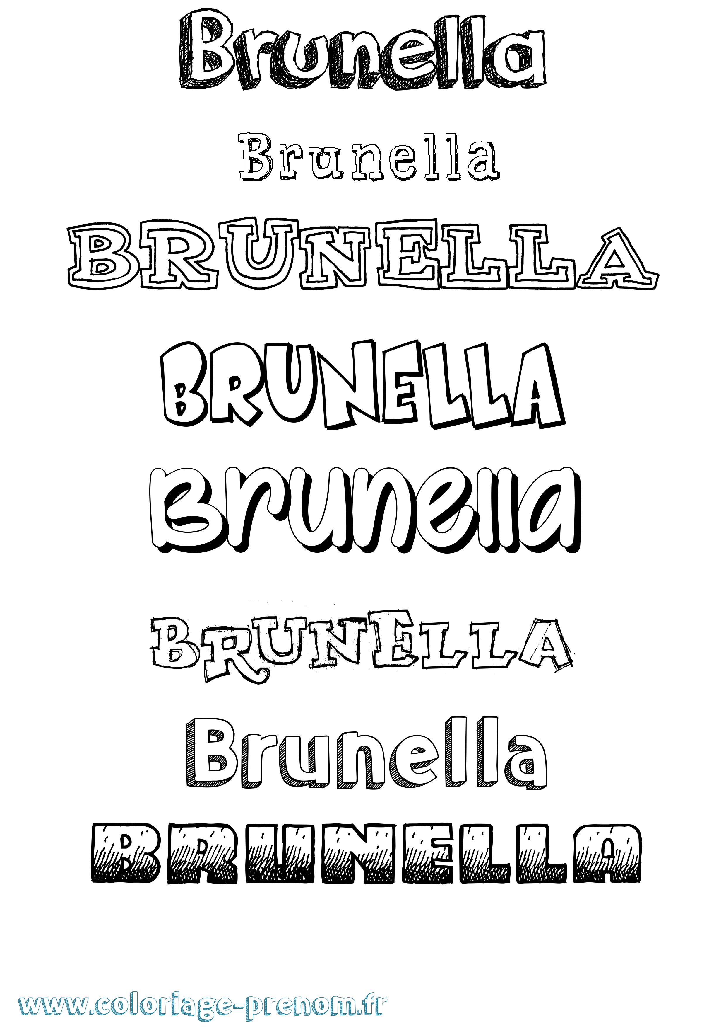 Coloriage Brunella Dessiné Coloriage prénom Brunella Dessiné