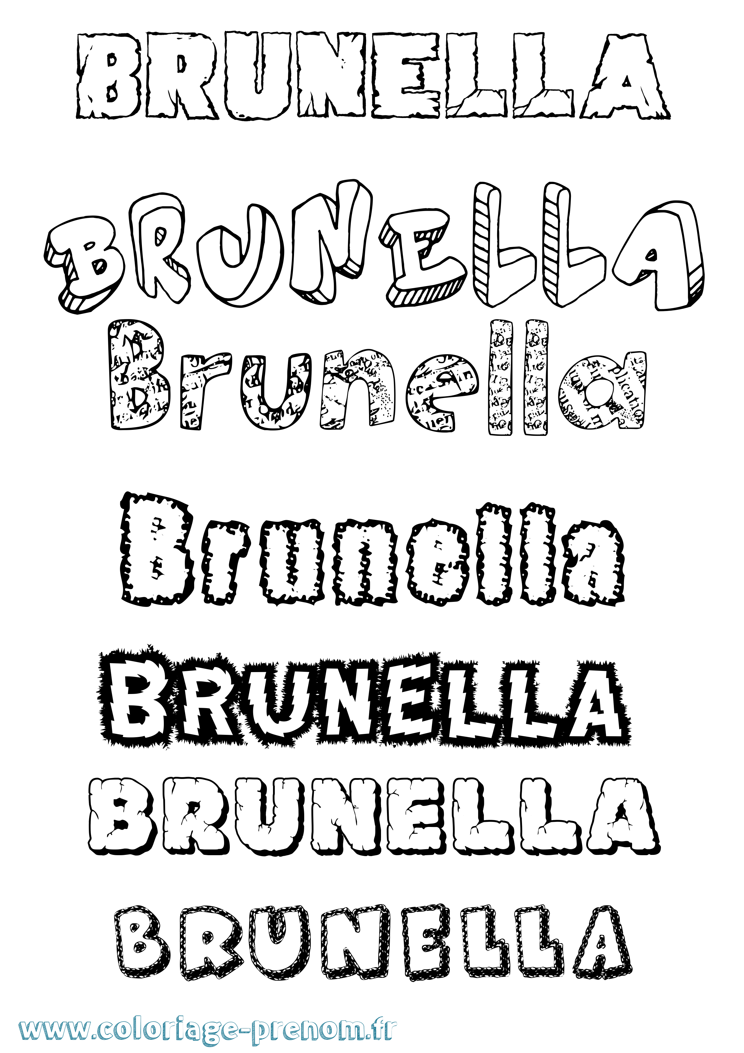 Coloriage Brunella Destructuré Coloriage prénom Brunella Destructuré