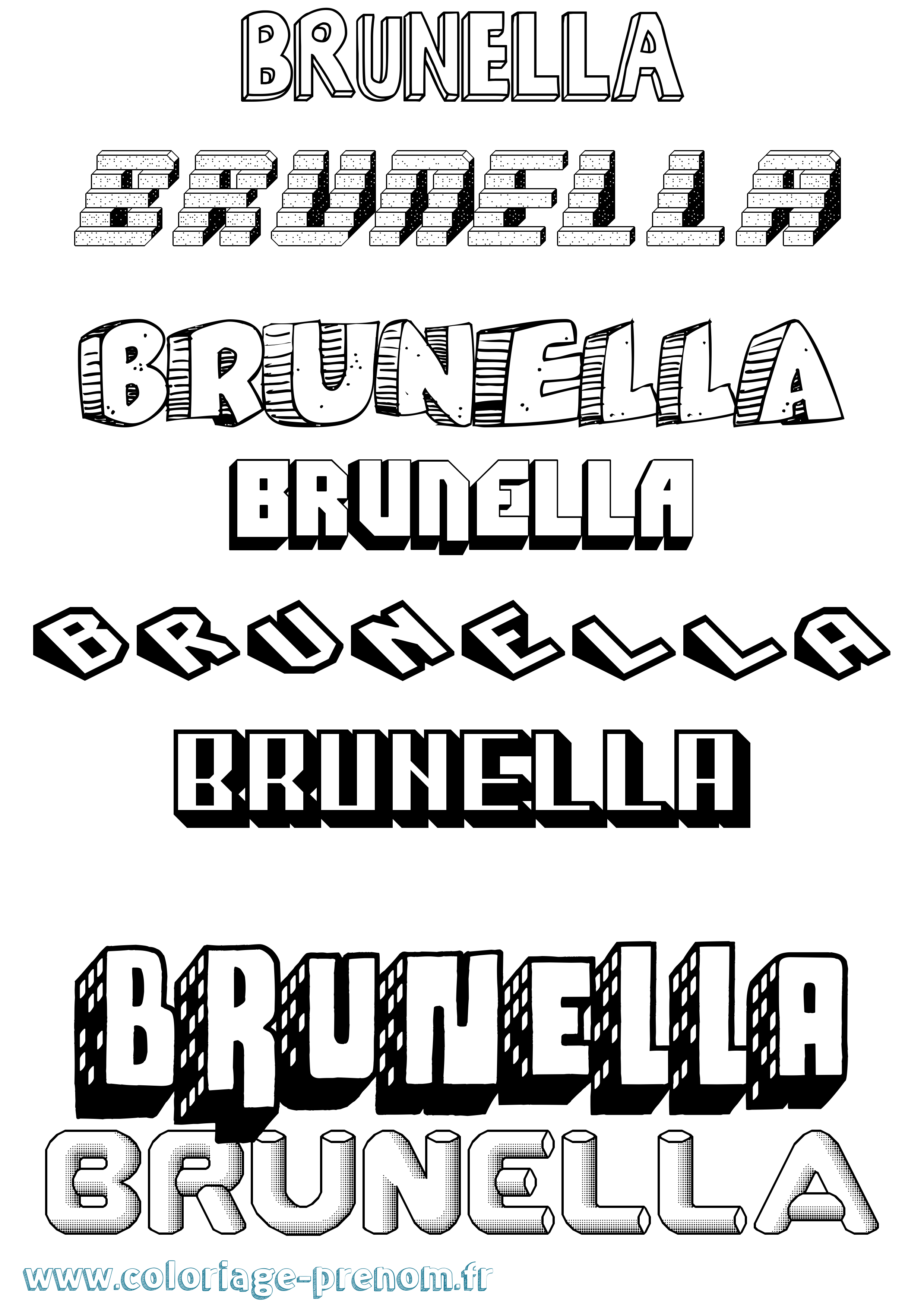 Coloriage Brunella Effet 3D Coloriage prénom Brunella Effet 3D