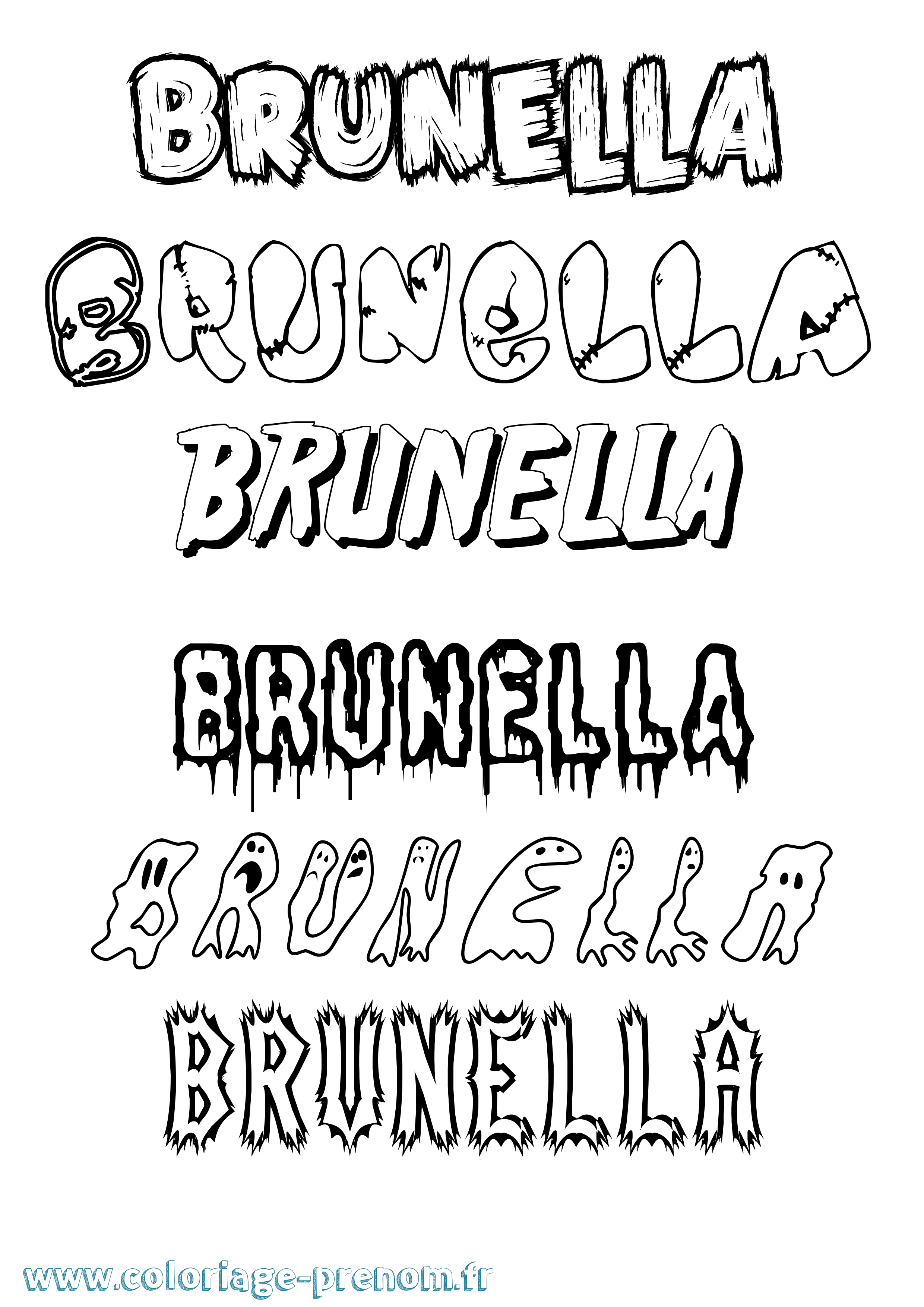 Coloriage Brunella Frisson Coloriage prénom Brunella Frisson