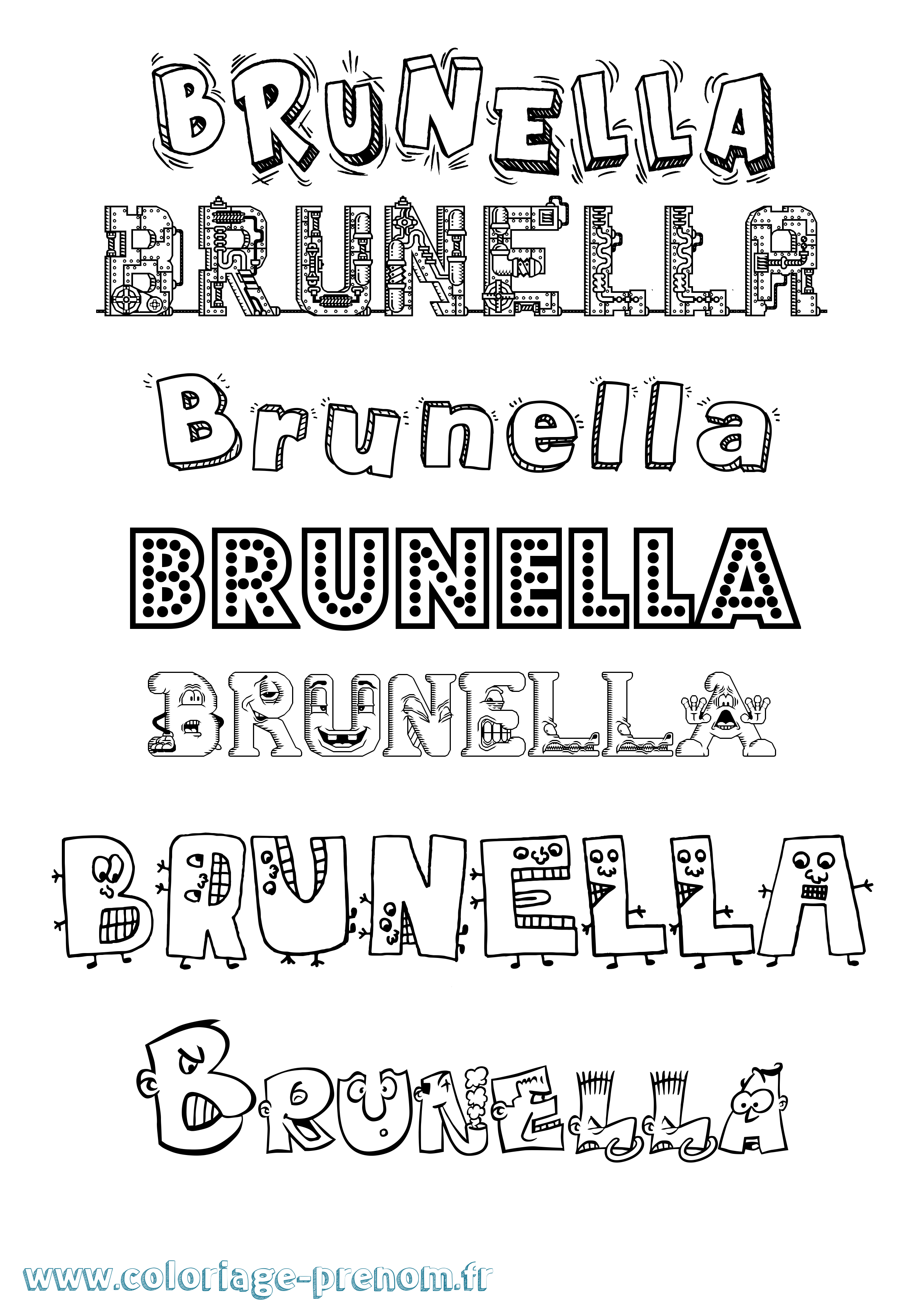 Coloriage Brunella Fun Coloriage prénom Brunella Fun