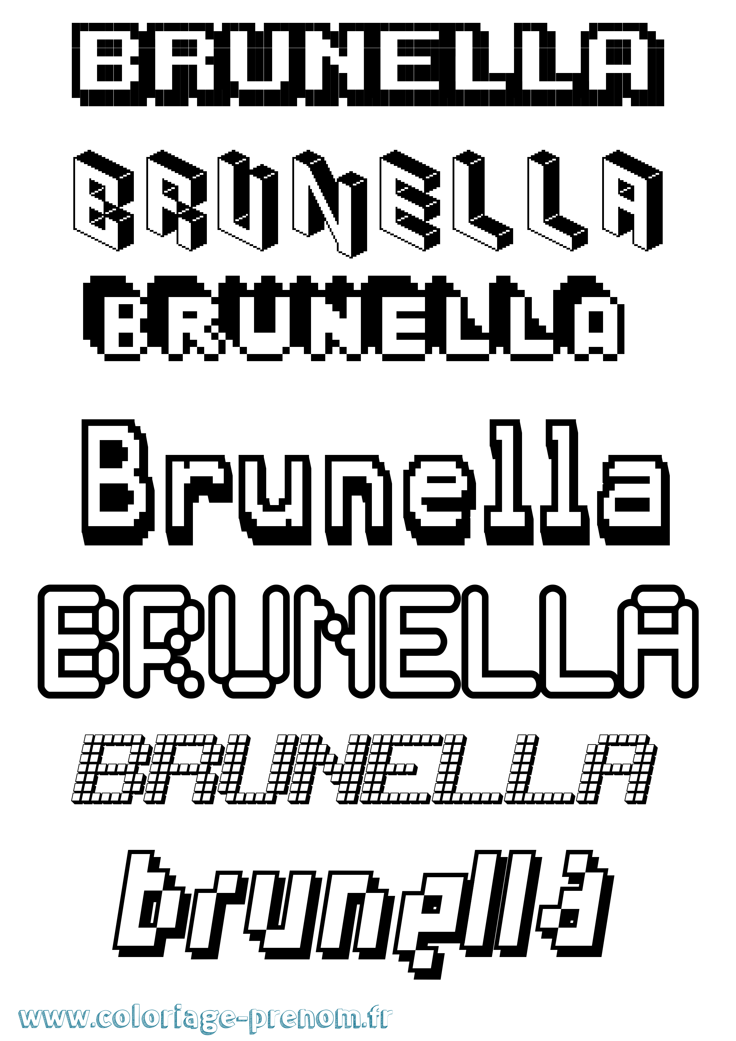 Coloriage Brunella Pixel Coloriage prénom Brunella Pixel